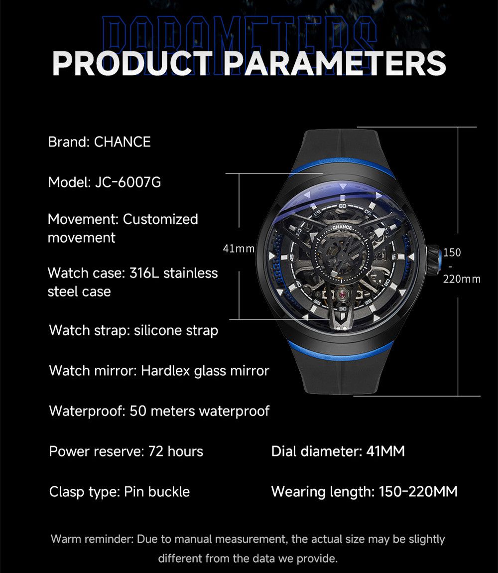 CHANCE Automatic Movement Mechanical Watch for Men Luxury Stainless Steel Case Business Wristwatch Waterproof Clock-3