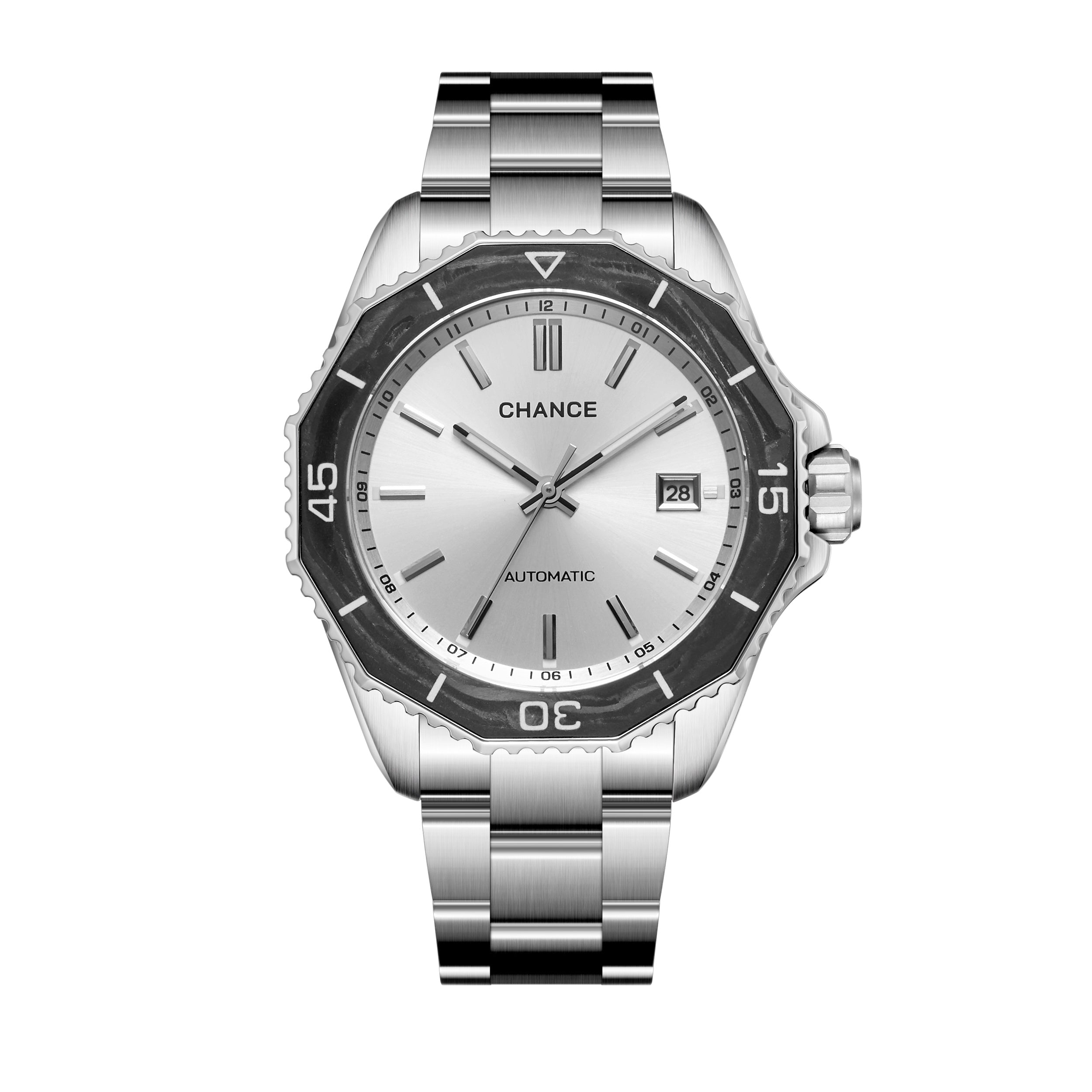 CHANCE Automatic Mechanical Watches Movement 10Bar Waterproof Stainless Steel Sapphire Glass Business Wristwatch Clock-0