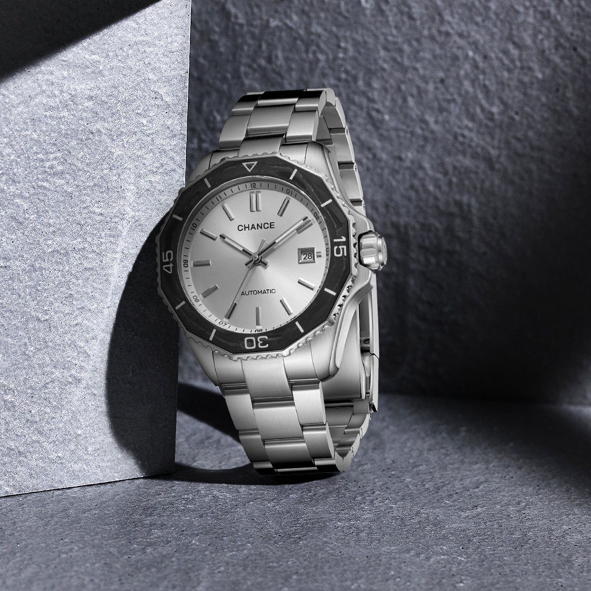 CHANCE Automatic Mechanical Watches Movement 10Bar Waterproof Stainless Steel Sapphire Glass Business Wristwatch Clock-10