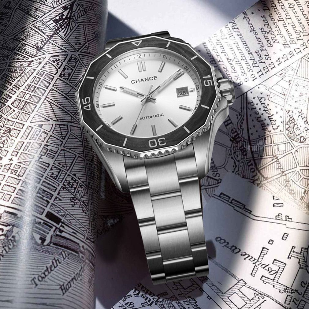 CHANCE Automatic Mechanical Watches Movement 10Bar Waterproof Stainless Steel Sapphire Glass Business Wristwatch Clock-9