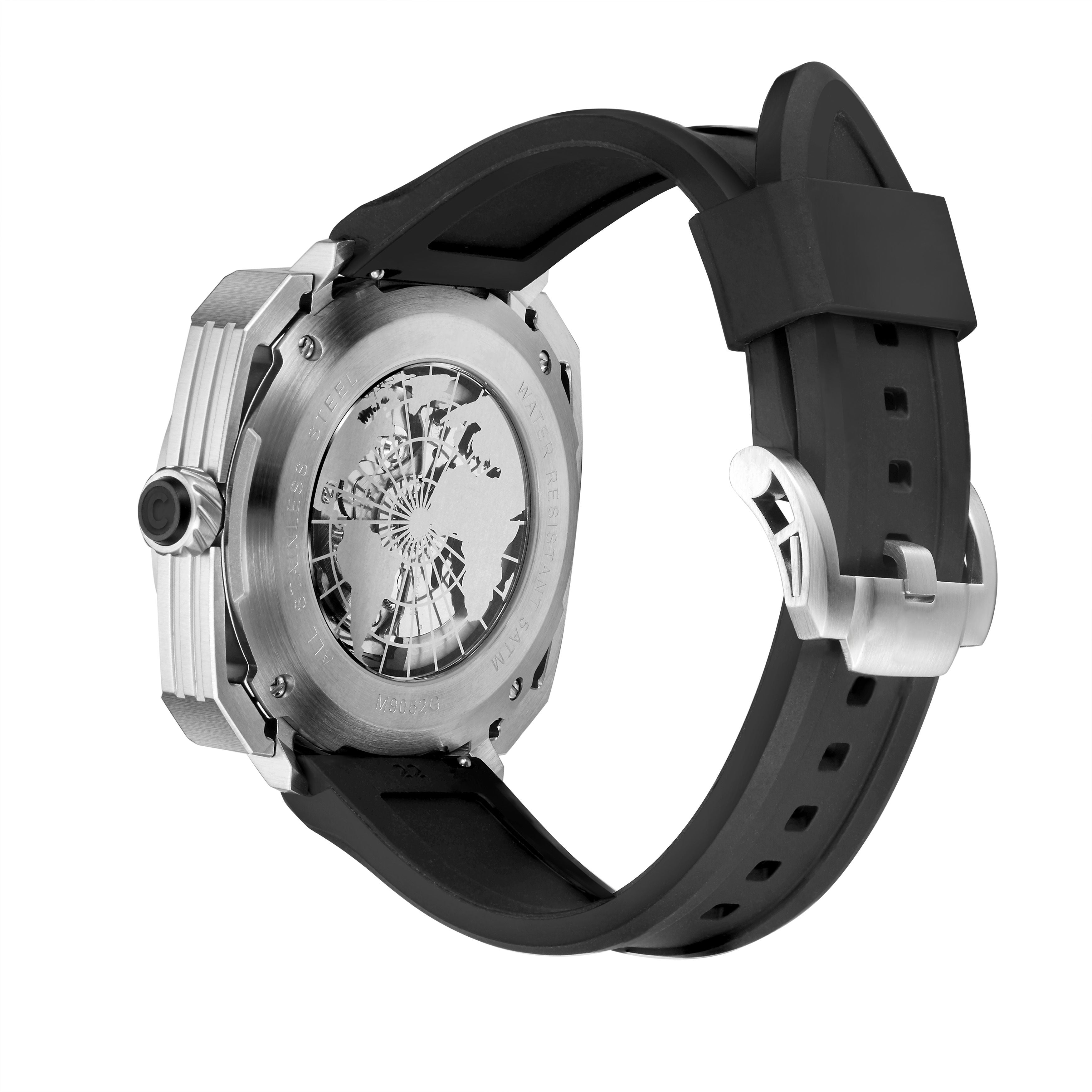 CHANCE Luxury Men Mechanical Wristwatch Automatic Watch Stainless Steel Case Sports Silicone Strap Luminous Watches Clock-9