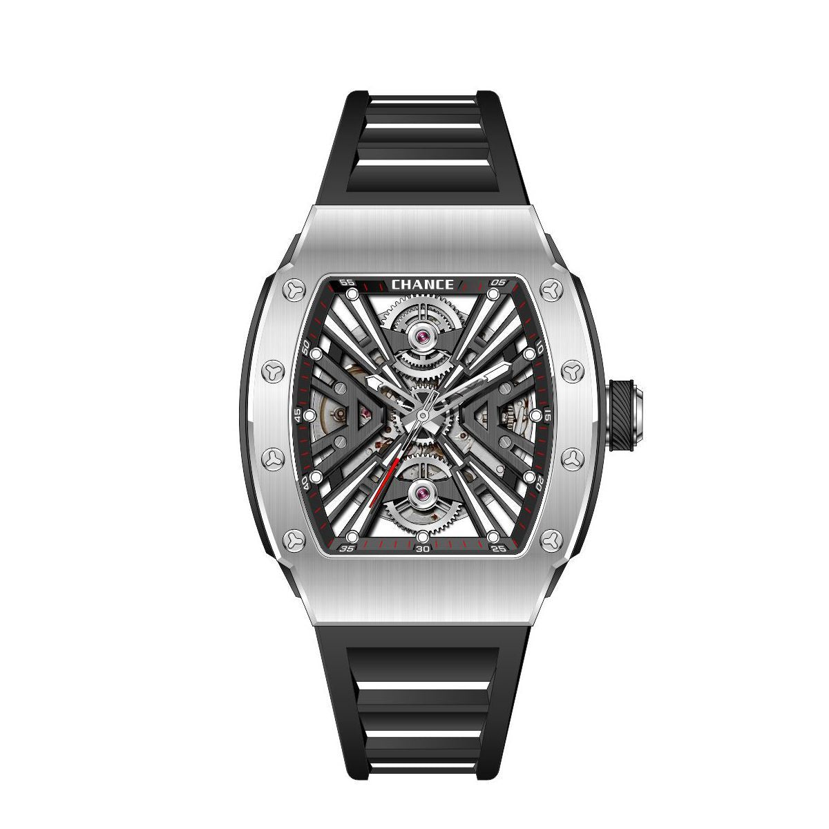 CHANCE Luxury Hollow Out Mechanical Watches for Men Waterproof Automatic Movement Watch Stainless Steel Sports Casual Wristwatch-3