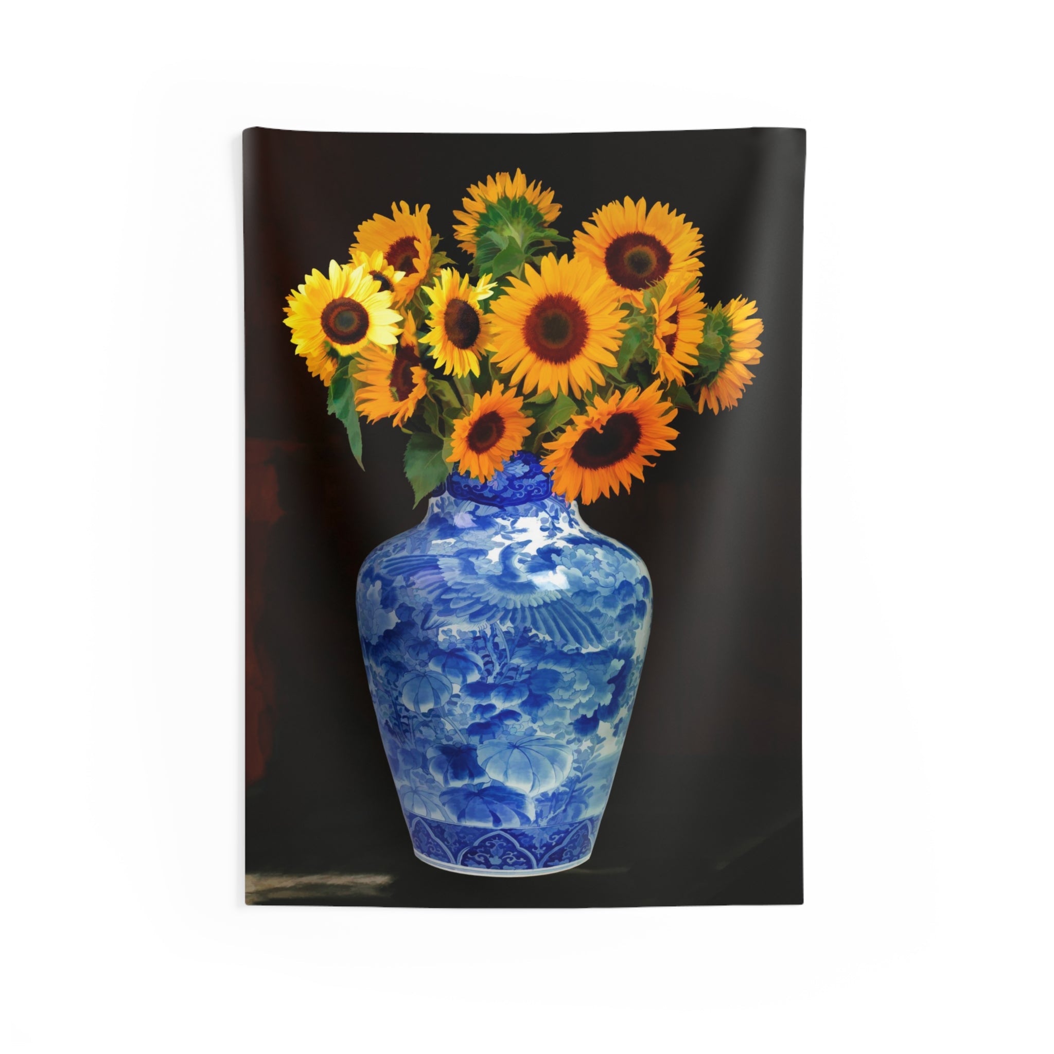 Blue Vase Sunflower Tapestry-0