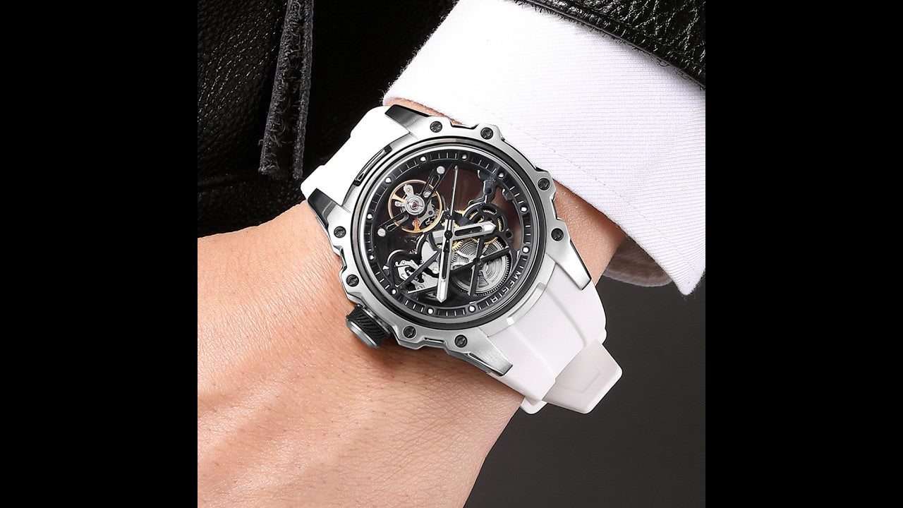 MEGIR Fashion Men's Full Automatic Watches Hollow Out Luminous Sports Mechanical Watch Waterproof Wristwatches Reloj Hombre 2243-10