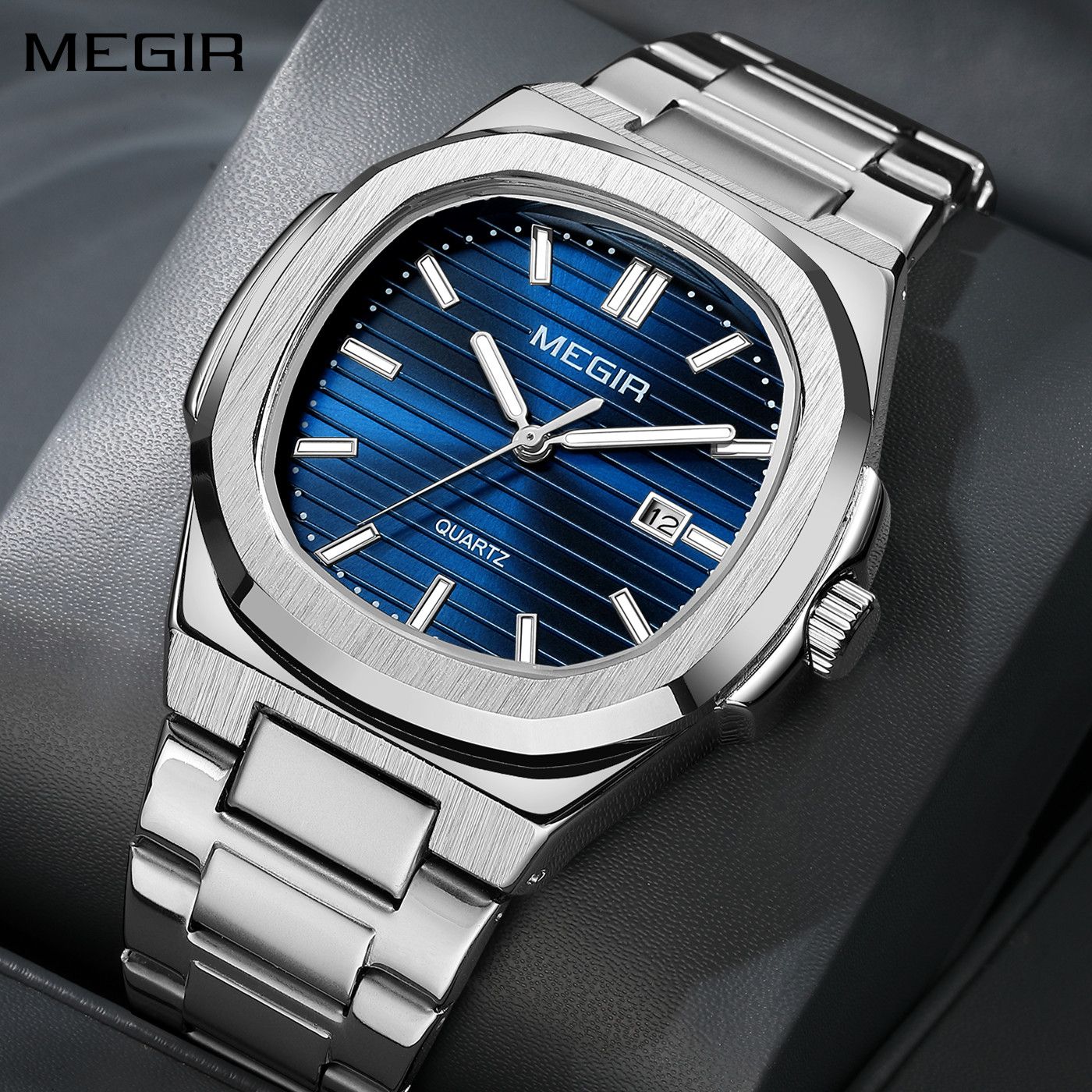 MEGIR Luxury Brand Men Business Watches Waterproof Male Clock Stainless Steel Luminous Quartz Sports Wristwatch Montre Femme 1084-0