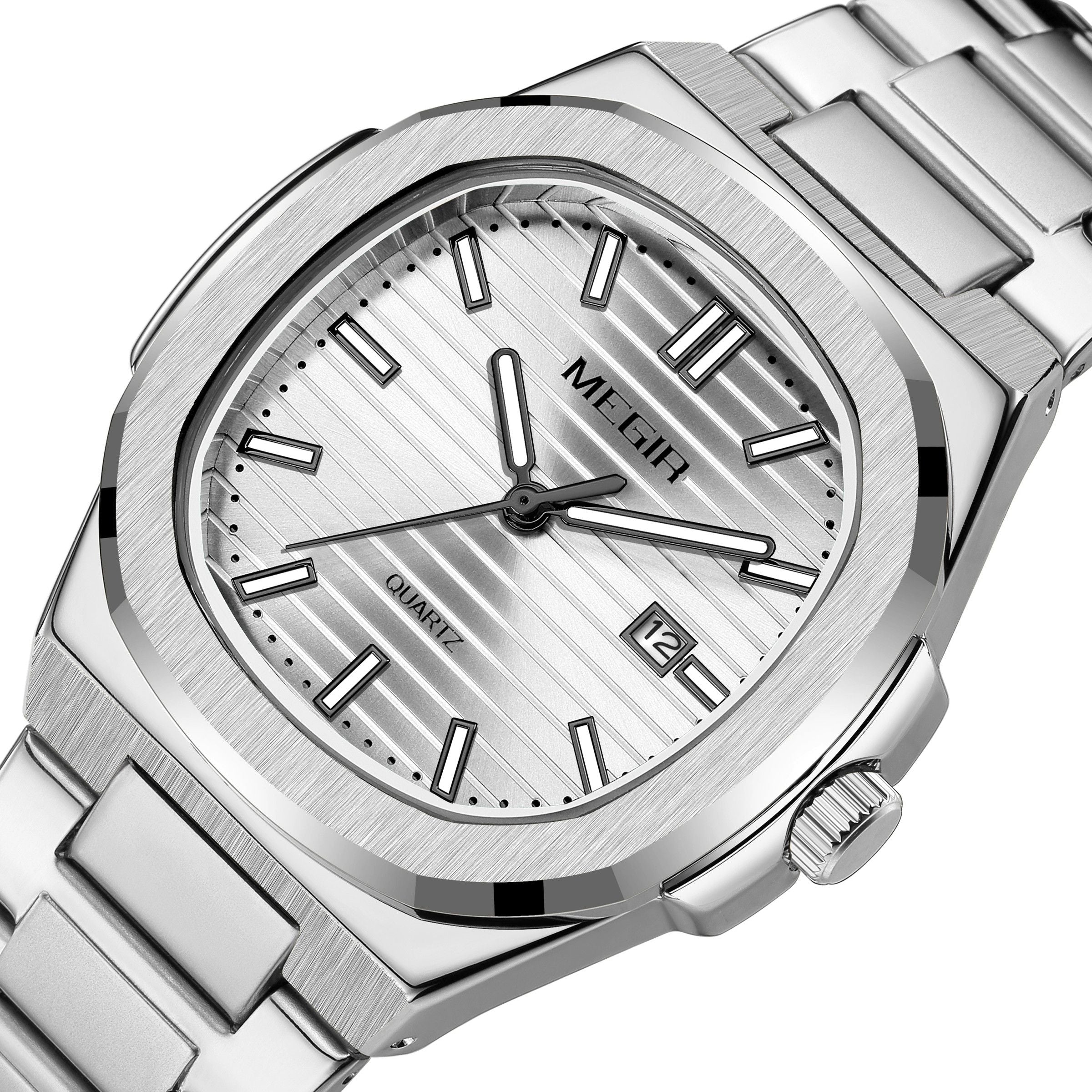 MEGIR Luxury Brand Men Business Watches Waterproof Male Clock Stainless Steel Luminous Quartz Sports Wristwatch Montre Femme 1084-8