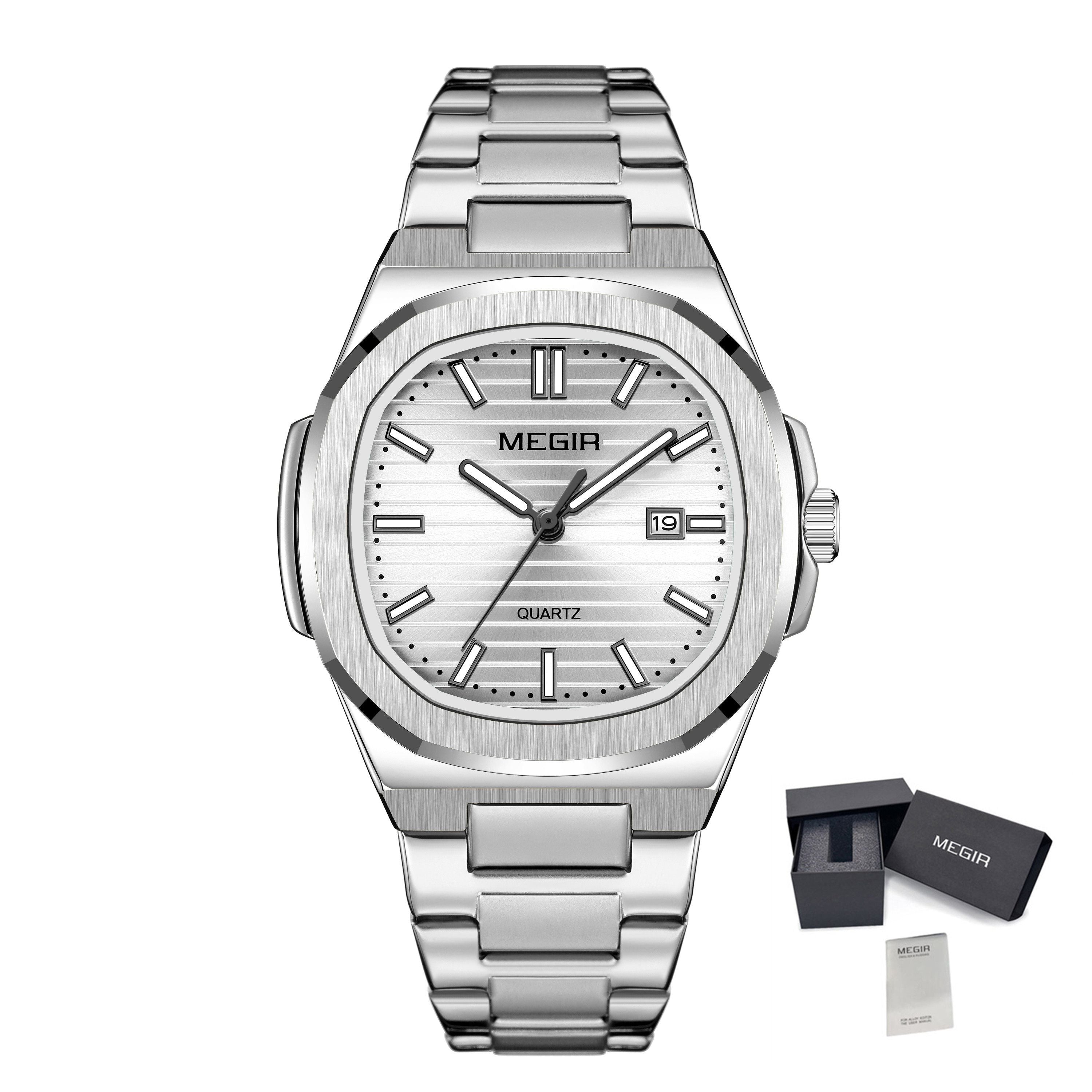 MEGIR Luxury Brand Men Business Watches Waterproof Male Clock Stainless Steel Luminous Quartz Sports Wristwatch Montre Femme 1084-12