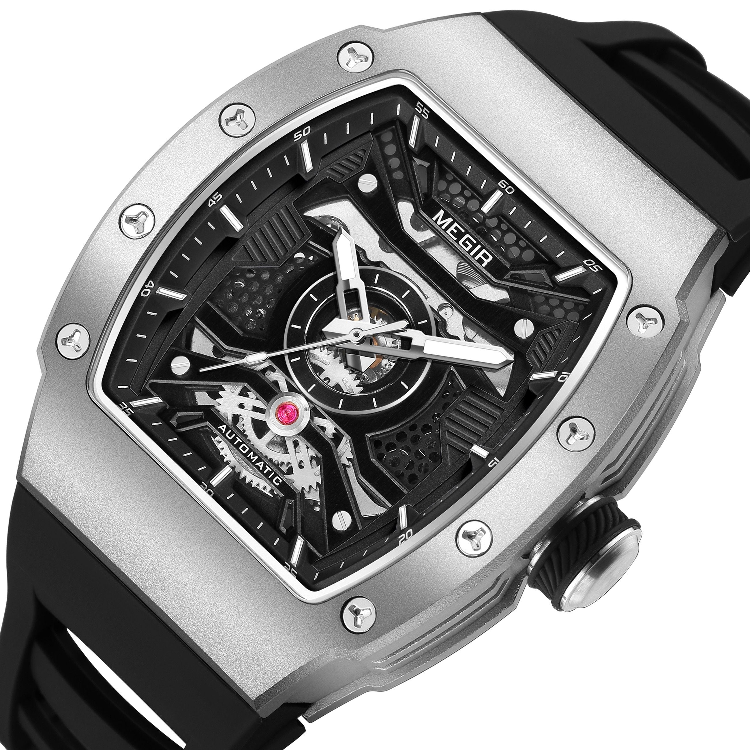 MEGIR Brand Automatic Movement Watch for Men Fashion Waterproof Stainless Steel Case Mechanical Wristwatch Montre Homme 8604-7