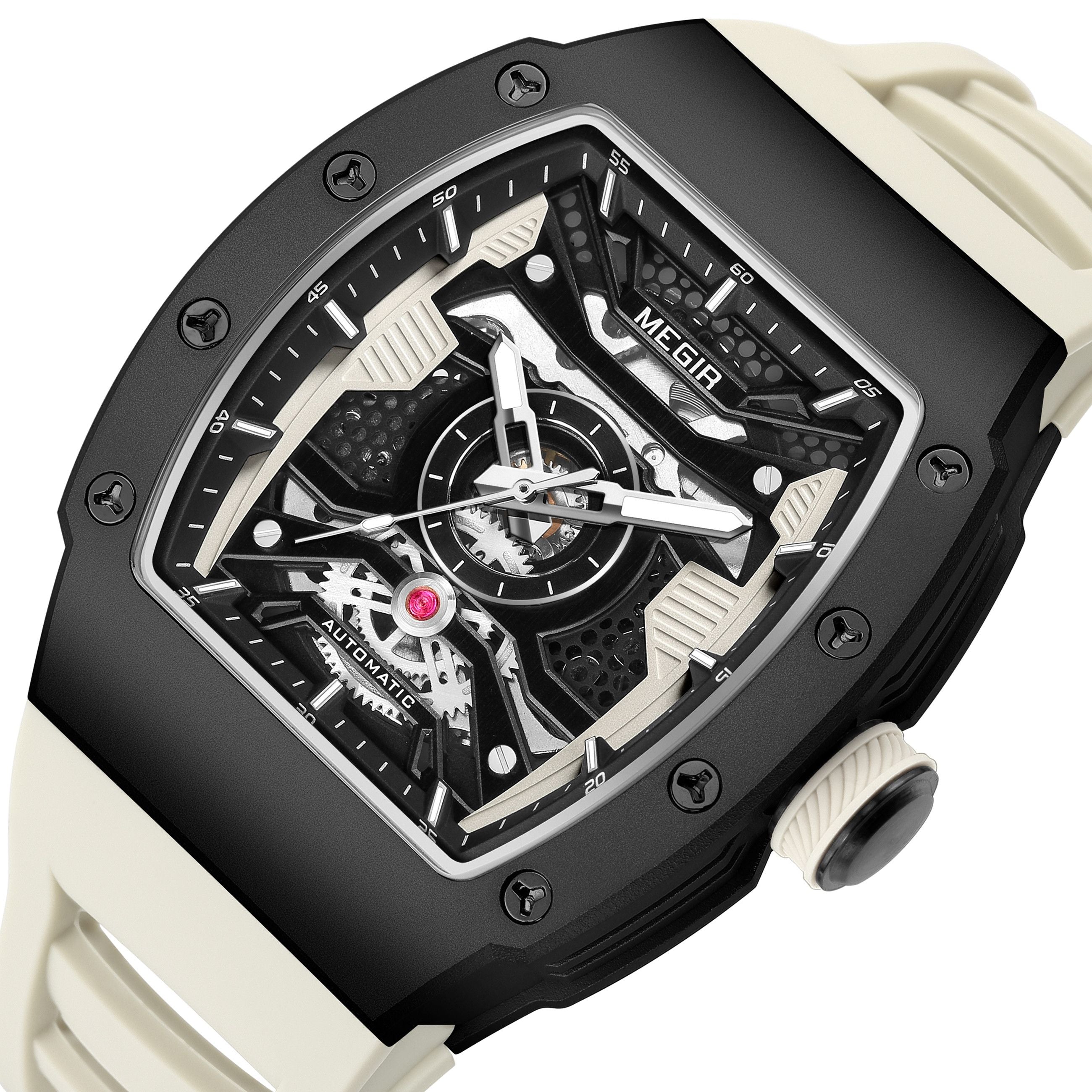 MEGIR Brand Automatic Movement Watch for Men Fashion Waterproof Stainless Steel Case Mechanical Wristwatch Montre Homme 8604-10