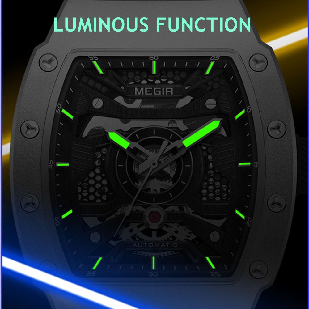MEGIR Brand Automatic Movement Watch for Men Fashion Waterproof Stainless Steel Case Mechanical Wristwatch Montre Homme 8604-4
