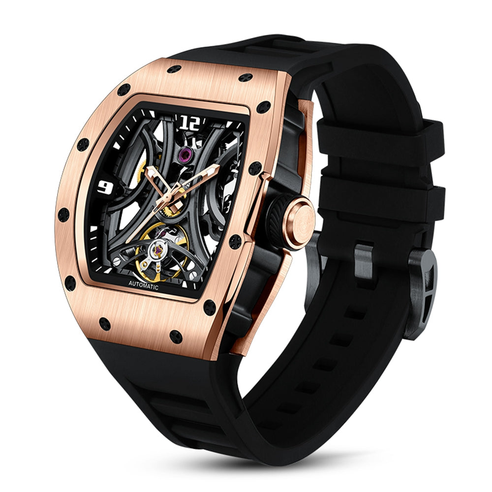 New Skeleton Big Dial Mechanical Watch for Men Fashion Luminous Automatic Movement Wristwatch Stainless Steel Case Clock 9190-11-7