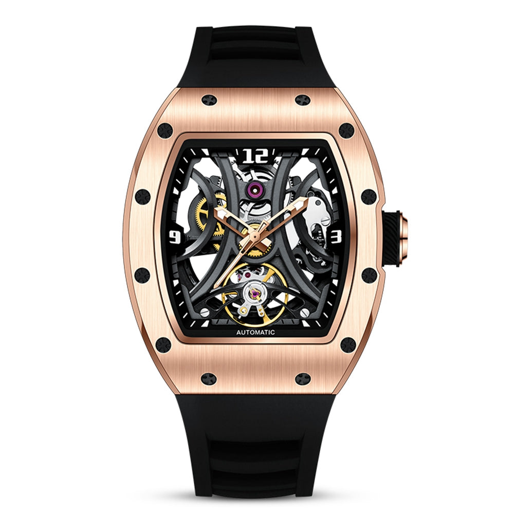 New Skeleton Big Dial Mechanical Watch for Men Fashion Luminous Automatic Movement Wristwatch Stainless Steel Case Clock 9190-11-0