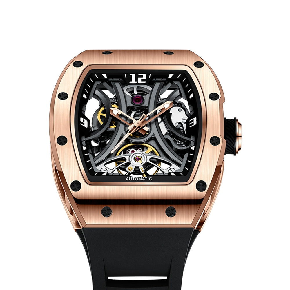 New Skeleton Big Dial Mechanical Watch for Men Fashion Luminous Automatic Movement Wristwatch Stainless Steel Case Clock 9190-11-8