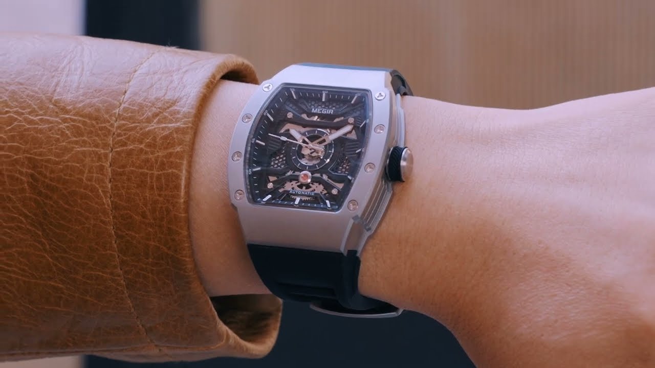 MEGIR Brand Automatic Movement Watch for Men Fashion Waterproof Stainless Steel Case Mechanical Wristwatch Montre Homme 8604-12