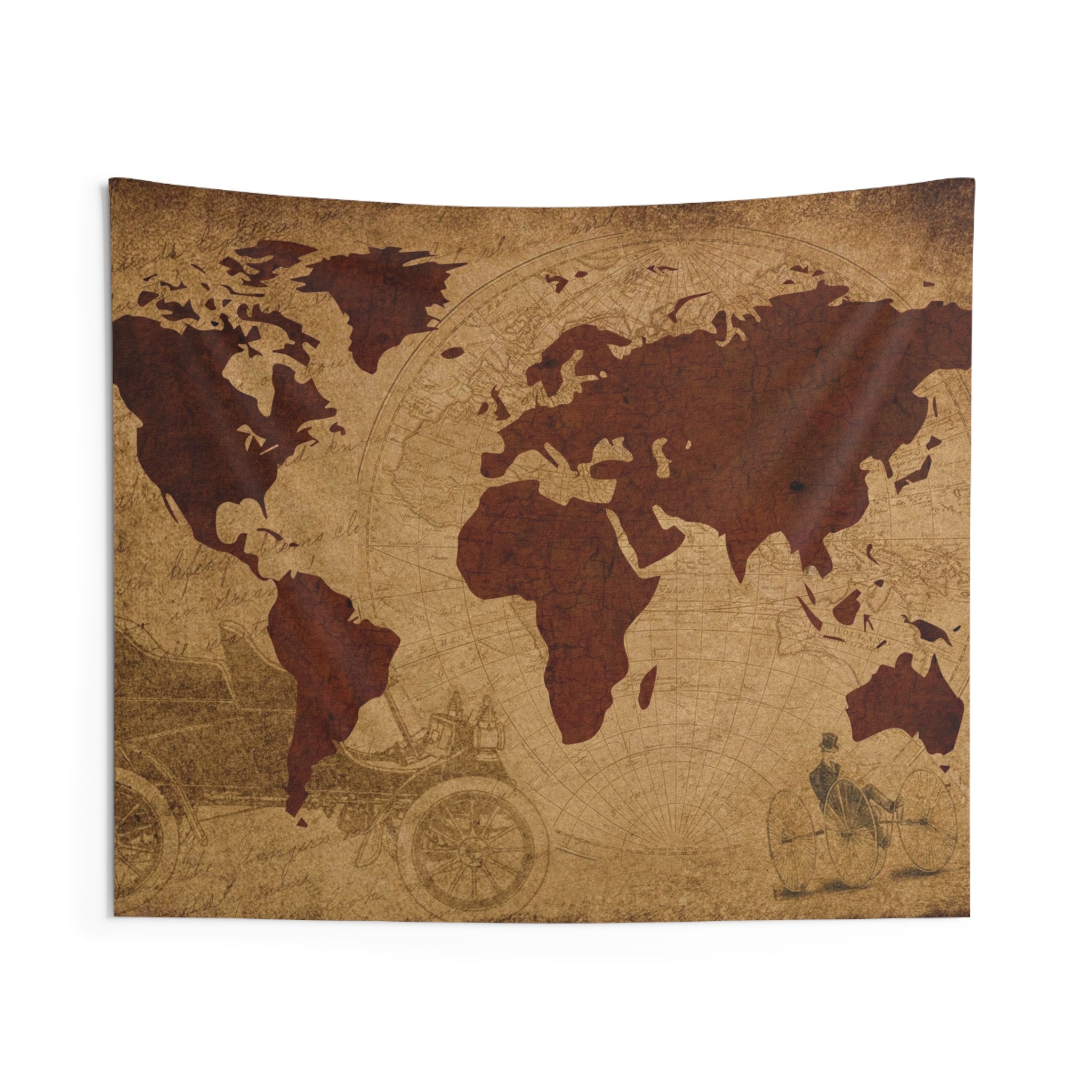 Worldmap Black Tapestry-0