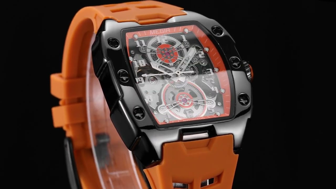 MEGIR New Men Watches Luxury Brand Automatic Mechanical Watch Silicone Strap Sports Casual Wristwatch Waterproof Clock Male Gift-14