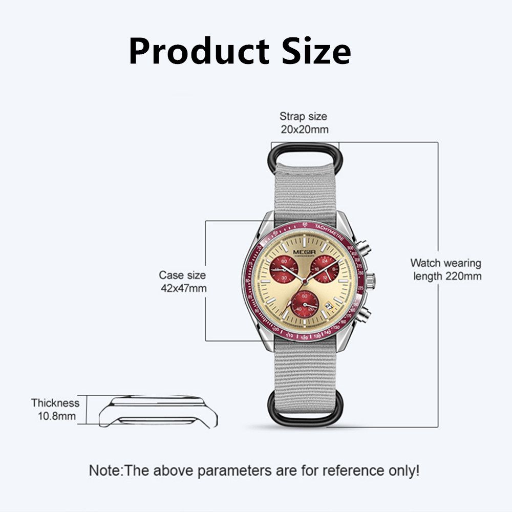 MEGIR Fashion Brand Men Wristwatches Military Sport Watches Canvas Strap Waterproof Chronograph Clock Gift for Men Montre Homme 2247-5