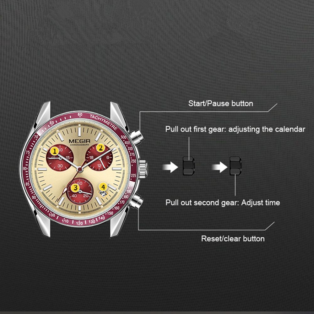 MEGIR Fashion Brand Men Wristwatches Military Sport Watches Canvas Strap Waterproof Chronograph Clock Gift for Men Montre Homme 2247-3