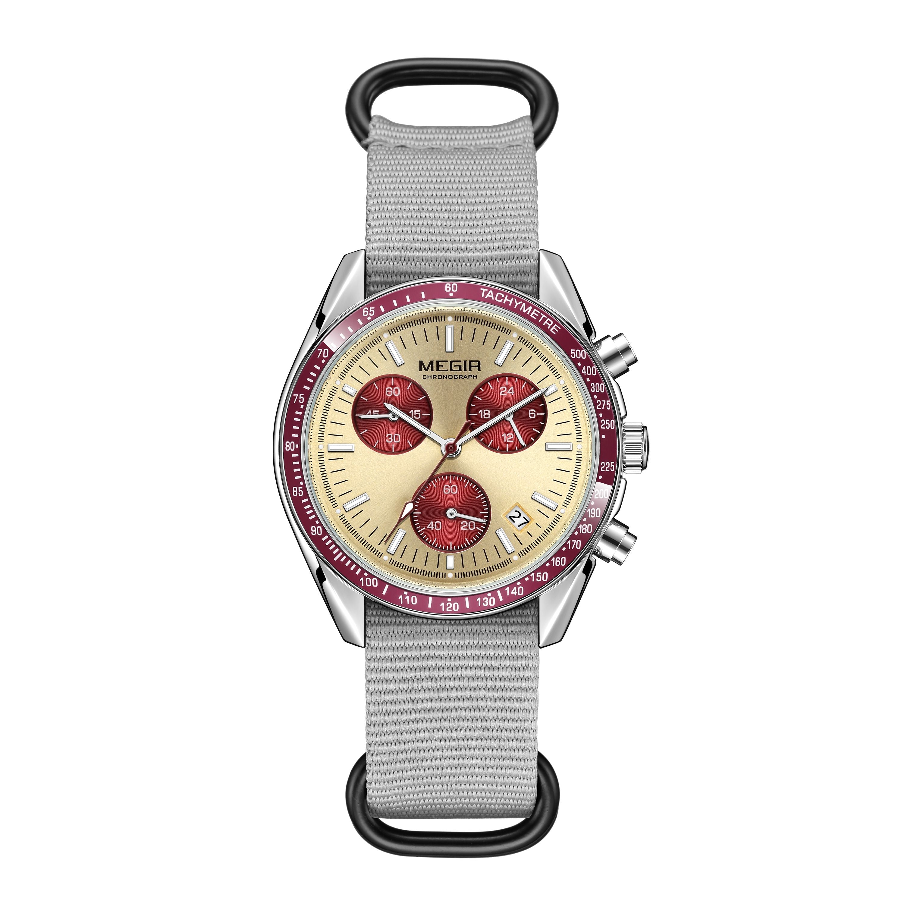 MEGIR Fashion Brand Men Wristwatches Military Sport Watches Canvas Strap Waterproof Chronograph Clock Gift for Men Montre Homme 2247-11