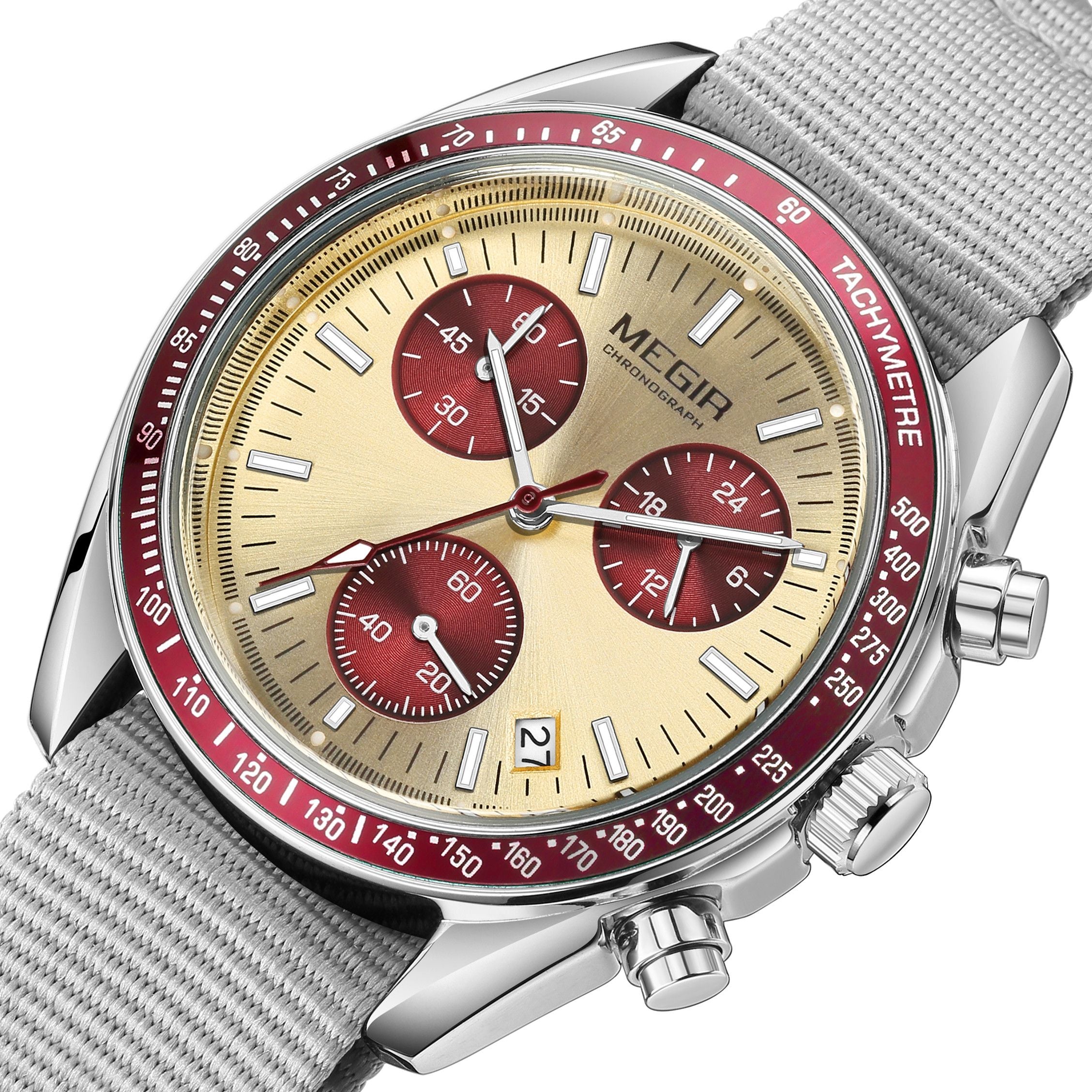 MEGIR Fashion Brand Men Wristwatches Military Sport Watches Canvas Strap Waterproof Chronograph Clock Gift for Men Montre Homme 2247-14