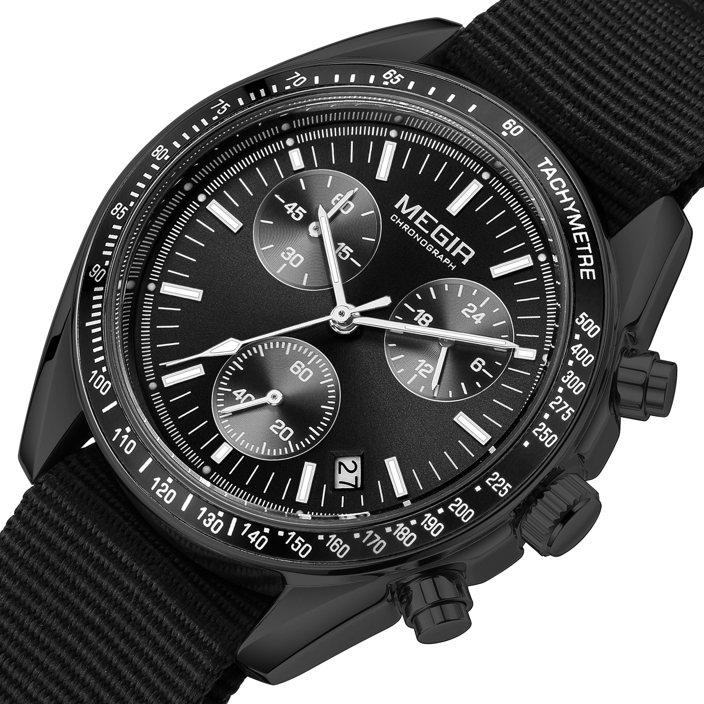 MEGIR Fashion Brand Men Wristwatches Military Sport Watches Canvas Strap Waterproof Chronograph Clock Gift for Men Montre Homme 2247-16