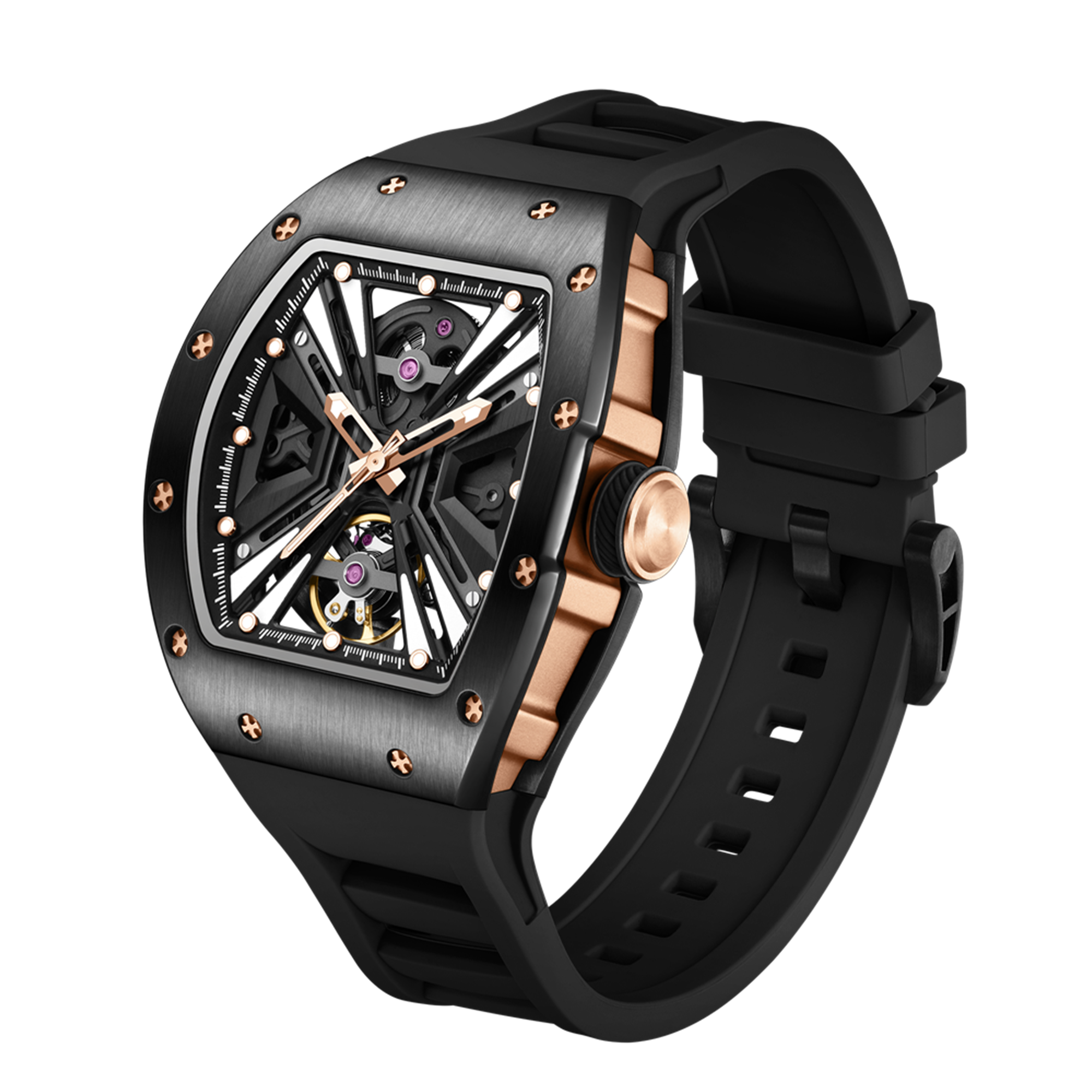 New Skeleton Dial Men's Watch Stainless Steel Case Automatic Mechanical Wristwatches 30M Waterproof Sports Watches Gift 9190-4-12