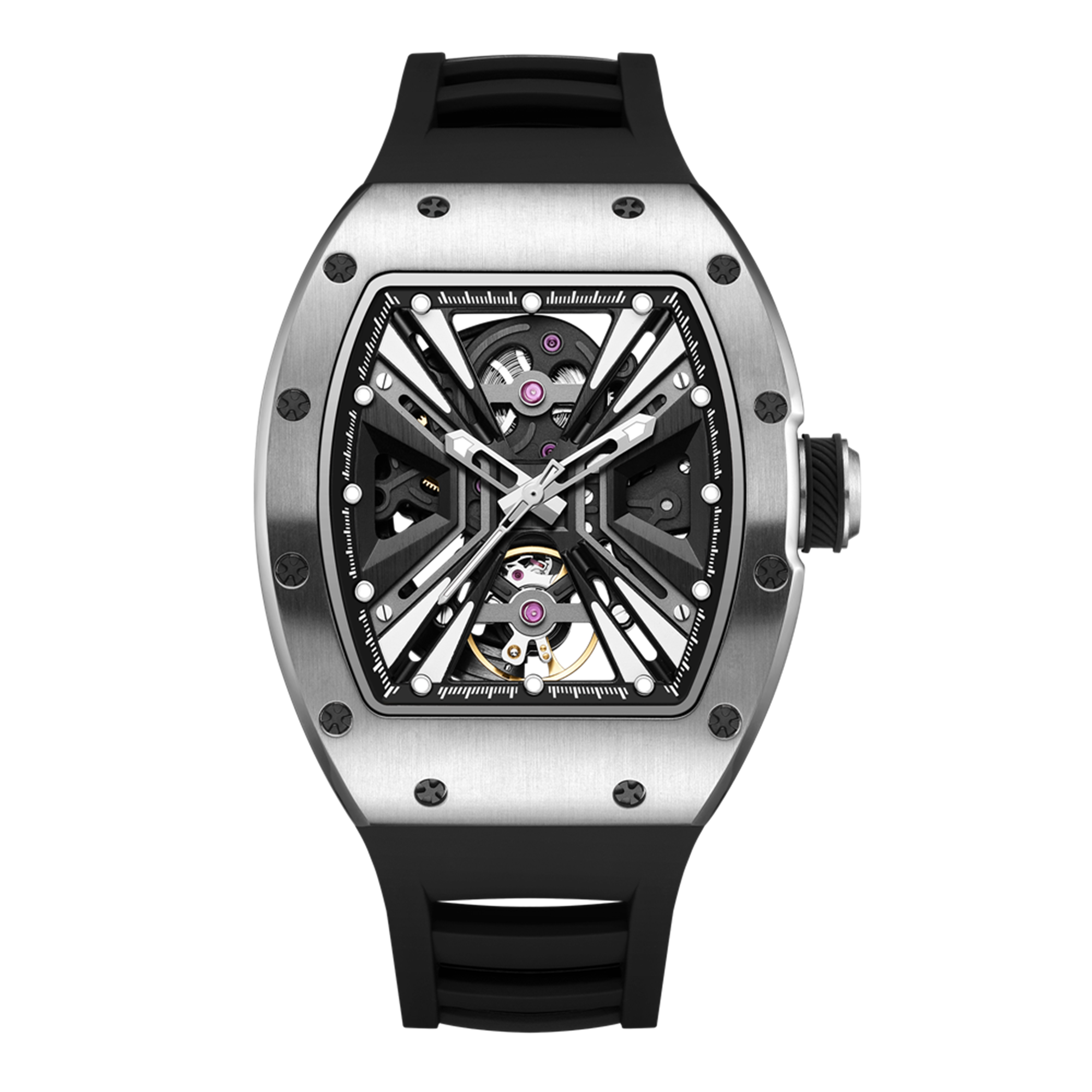 New Skeleton Dial Men's Watch Stainless Steel Case Automatic Mechanical Wristwatches 30M Waterproof Sports Watches Gift 9190-4-17