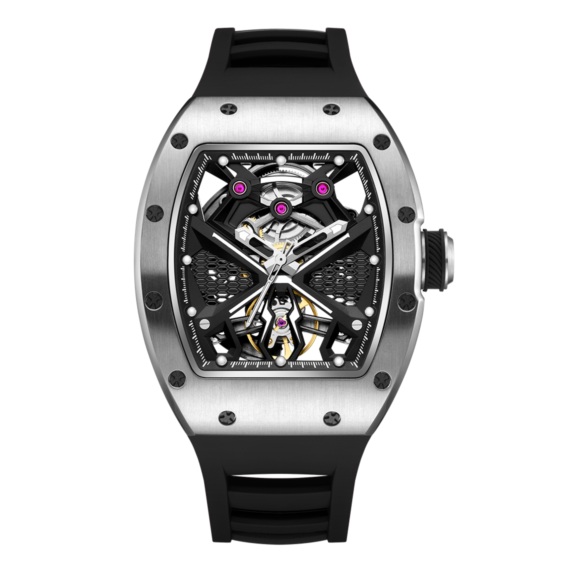 New Hollow Out Dial Men Mechanical Watch Fashion Stainless Steel Automatic Wristwatch Waterproof Watch Clock Montre Homme 9190-5-10