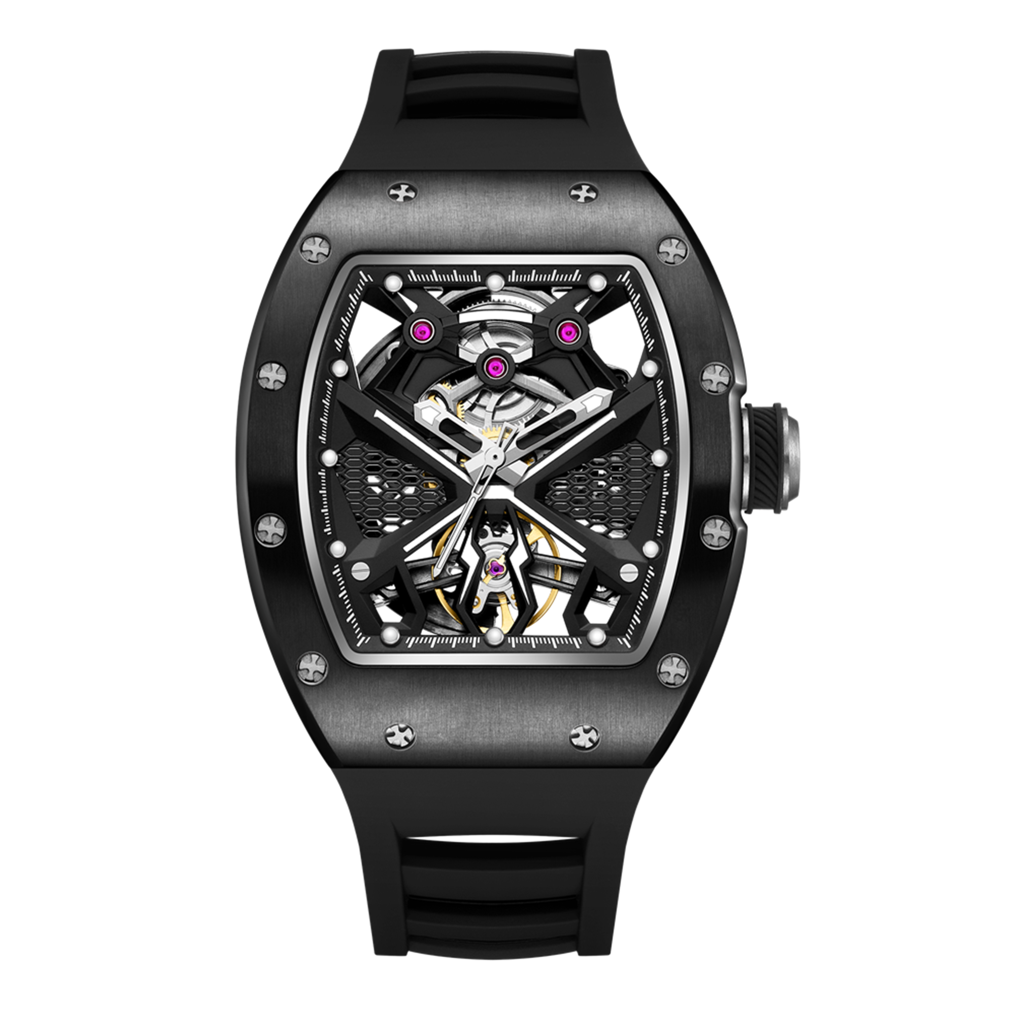 New Hollow Out Dial Men Mechanical Watch Fashion Stainless Steel Automatic Wristwatch Waterproof Watch Clock Montre Homme 9190-5-15