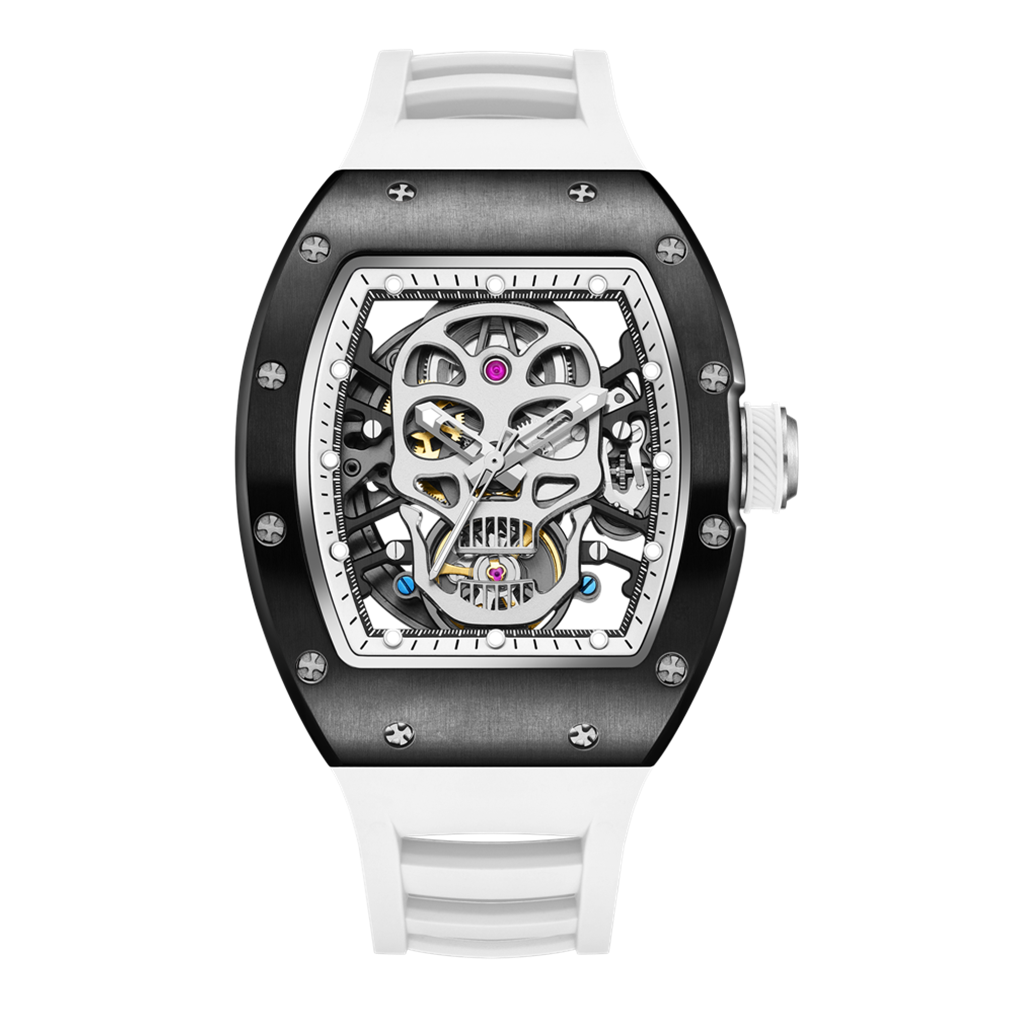 New Men's Watches Skull Hollow Dial Face Mechanical Watch Steel Case Waterproof Sport Wristwatch Automatic Movement Clock 9190-7-17
