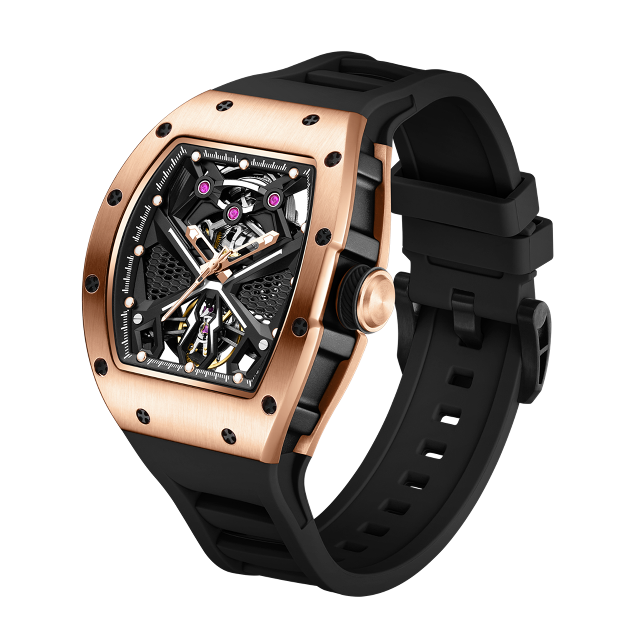 New Hollow Out Dial Men Mechanical Watch Fashion Stainless Steel Automatic Wristwatch Waterproof Watch Clock Montre Homme 9190-5-12