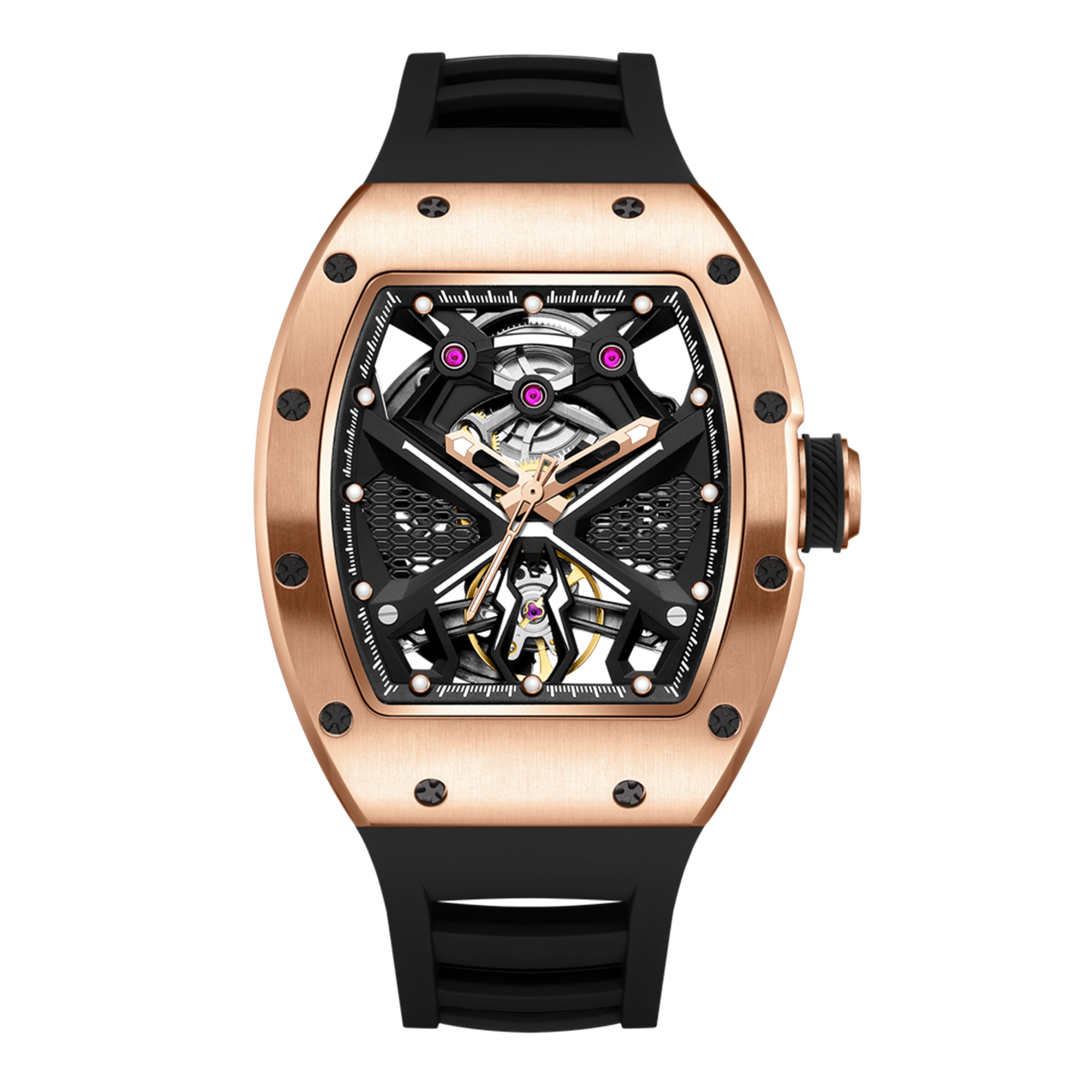 New Hollow Out Dial Men Mechanical Watch Fashion Stainless Steel Automatic Wristwatch Waterproof Watch Clock Montre Homme 9190-5-0