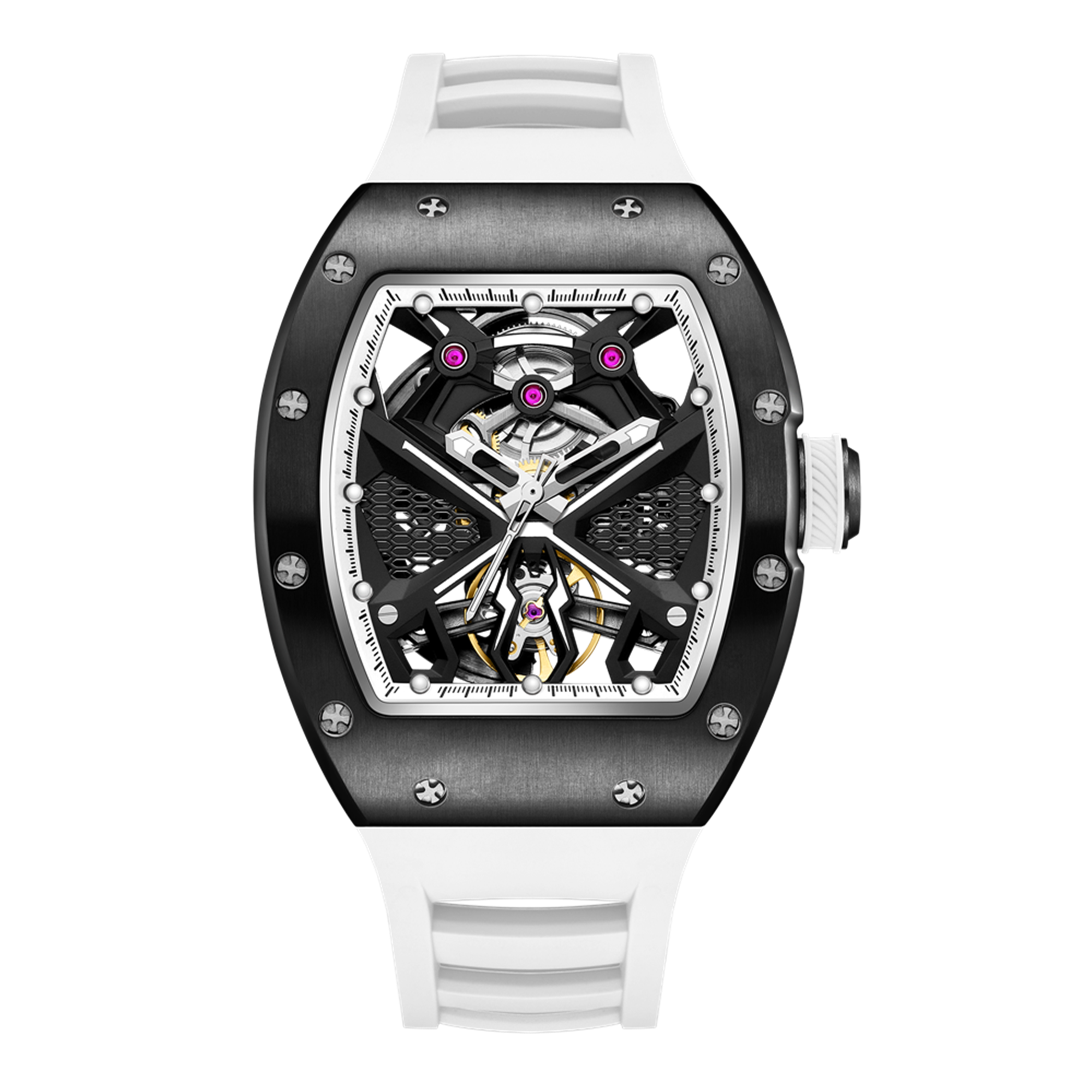 New Hollow Out Dial Men Mechanical Watch Fashion Stainless Steel Automatic Wristwatch Waterproof Watch Clock Montre Homme 9190-5-11