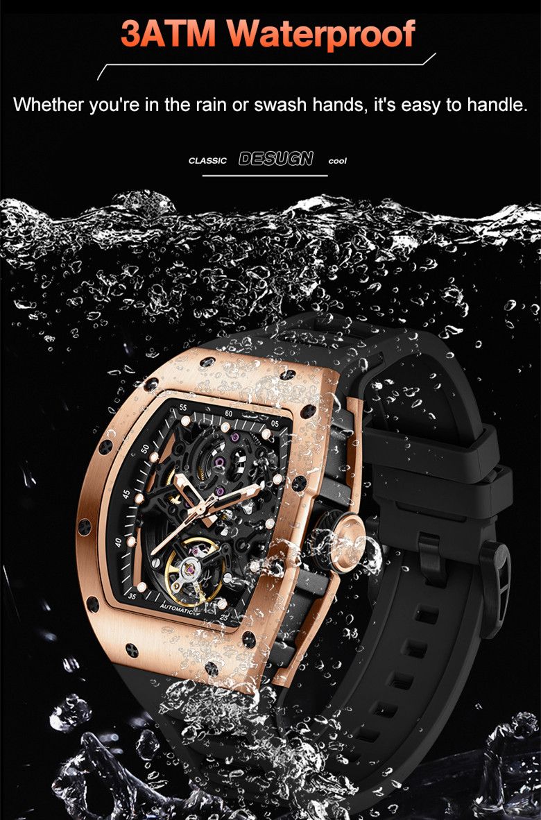 New Automatic Mechanical Watch for Men Luxury Skeleton Dial Luminous Waterproof Sports Military Wristwatch Gift for Man 9190-12-10