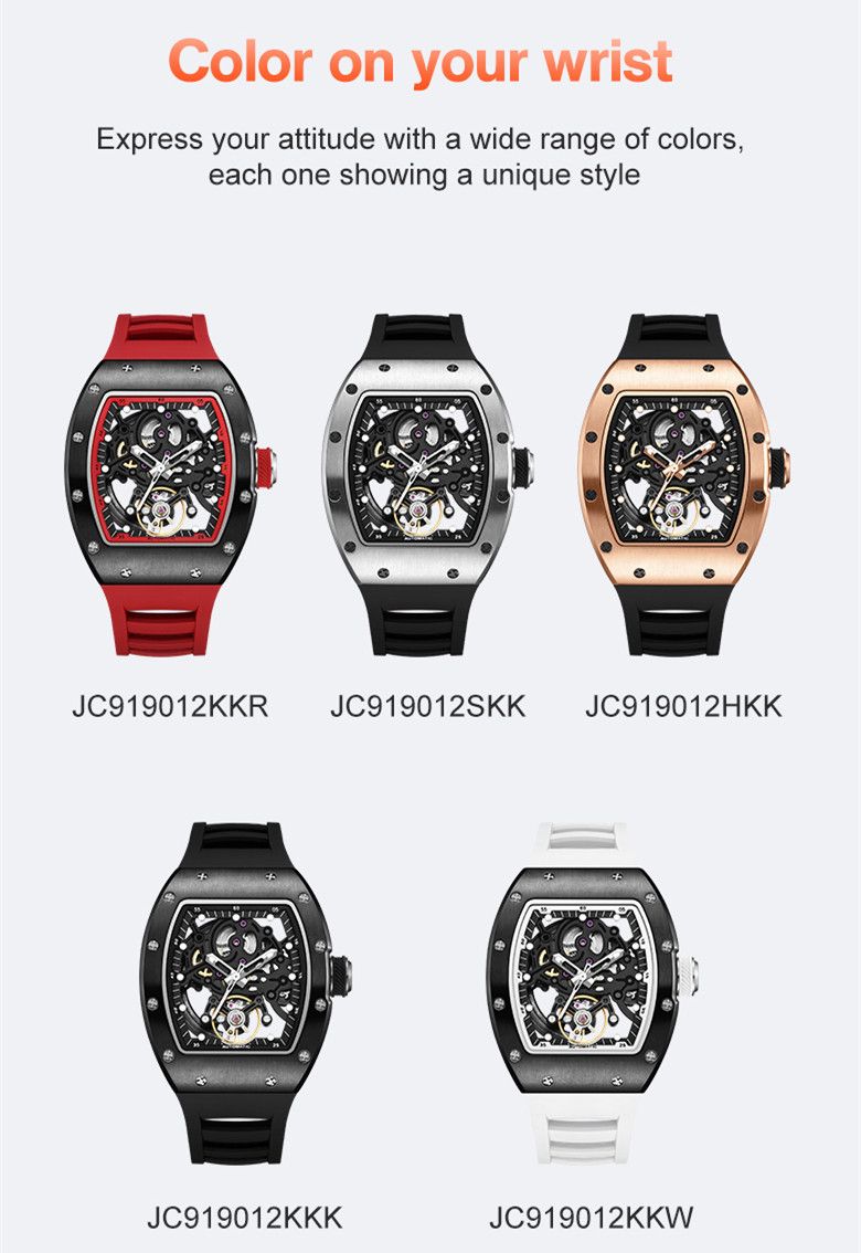 New Automatic Mechanical Watch for Men Luxury Skeleton Dial Luminous Waterproof Sports Military Wristwatch Gift for Man 9190-12-7