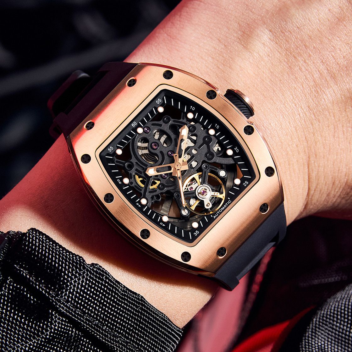 New Automatic Mechanical Watch for Men Luxury Skeleton Dial Luminous Waterproof Sports Military Wristwatch Gift for Man 9190-12-5