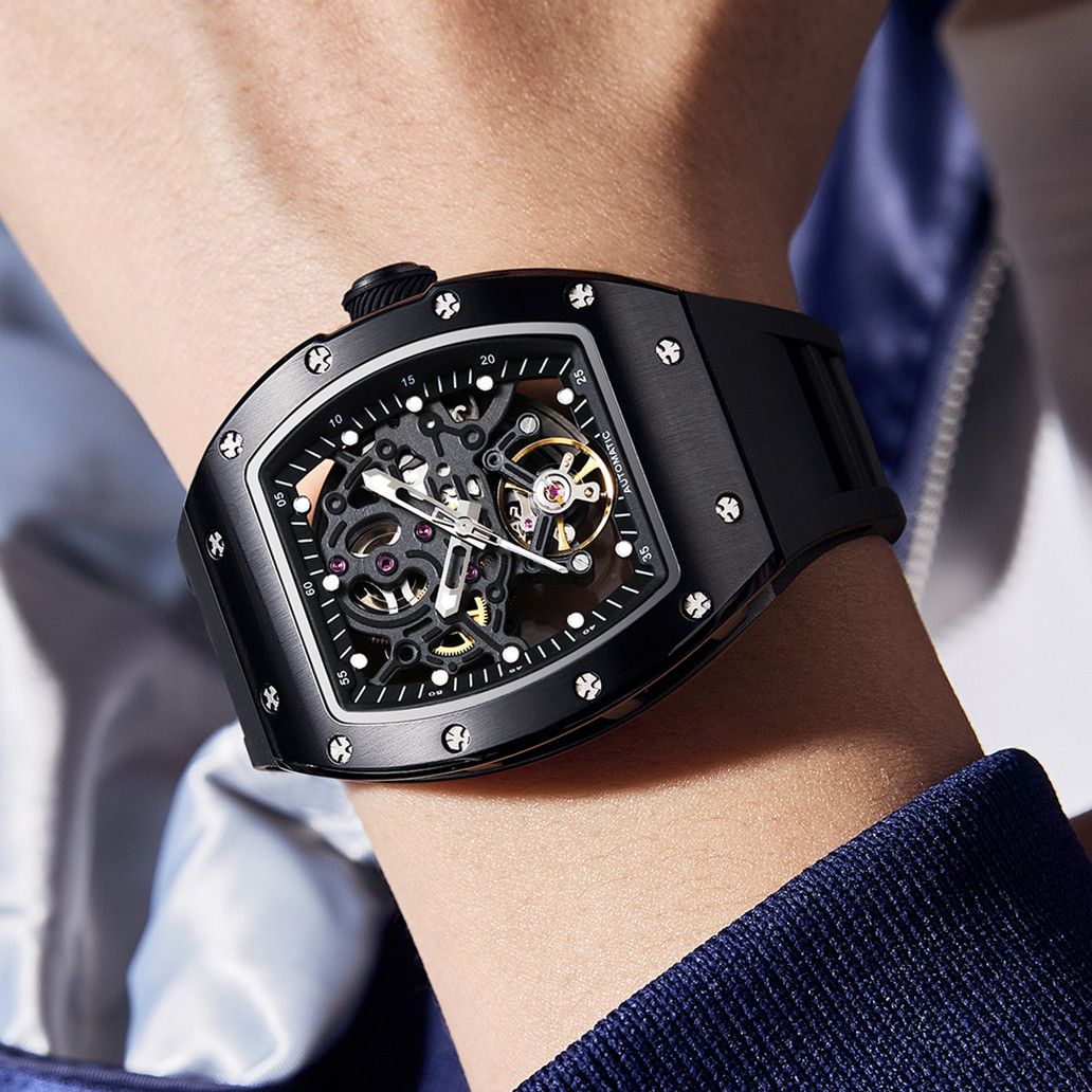 New Automatic Mechanical Watch for Men Luxury Skeleton Dial Luminous Waterproof Sports Military Wristwatch Gift for Man 9190-12-2