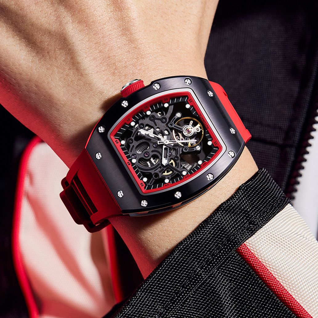 New Automatic Mechanical Watch for Men Luxury Skeleton Dial Luminous Waterproof Sports Military Wristwatch Gift for Man 9190-12-1