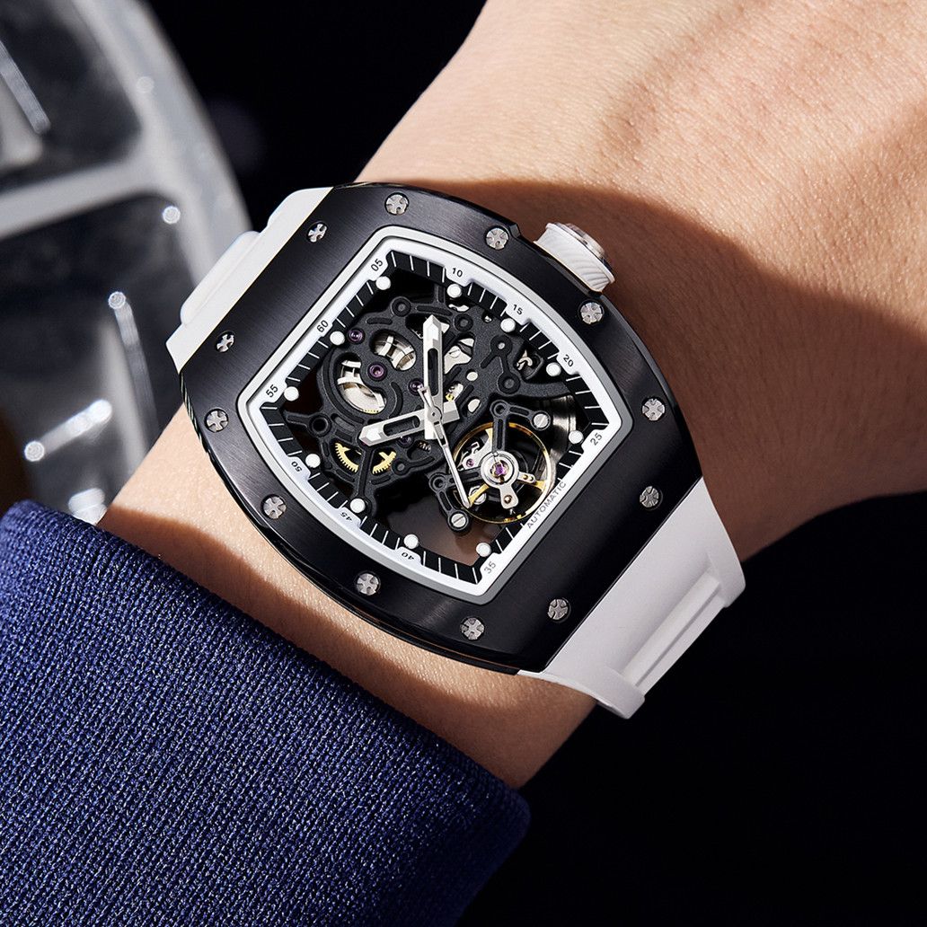 New Automatic Mechanical Watch for Men Luxury Skeleton Dial Luminous Waterproof Sports Military Wristwatch Gift for Man 9190-12-4