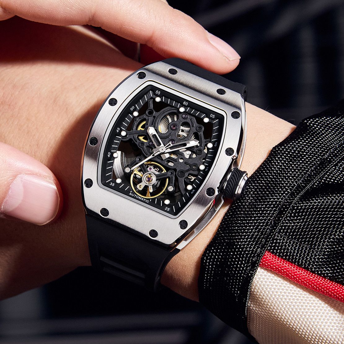 New Automatic Mechanical Watch for Men Luxury Skeleton Dial Luminous Waterproof Sports Military Wristwatch Gift for Man 9190-12-3