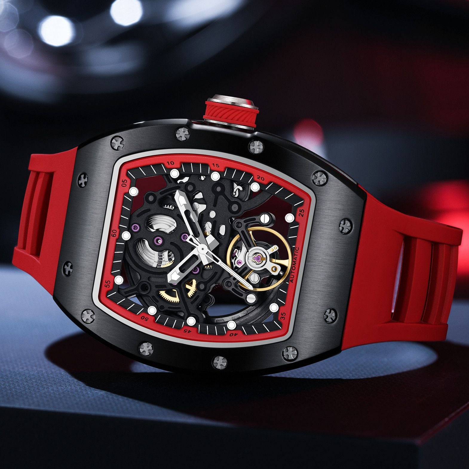 New Automatic Mechanical Watch for Men Luxury Skeleton Dial Luminous Waterproof Sports Military Wristwatch Gift for Man 9190-12-6