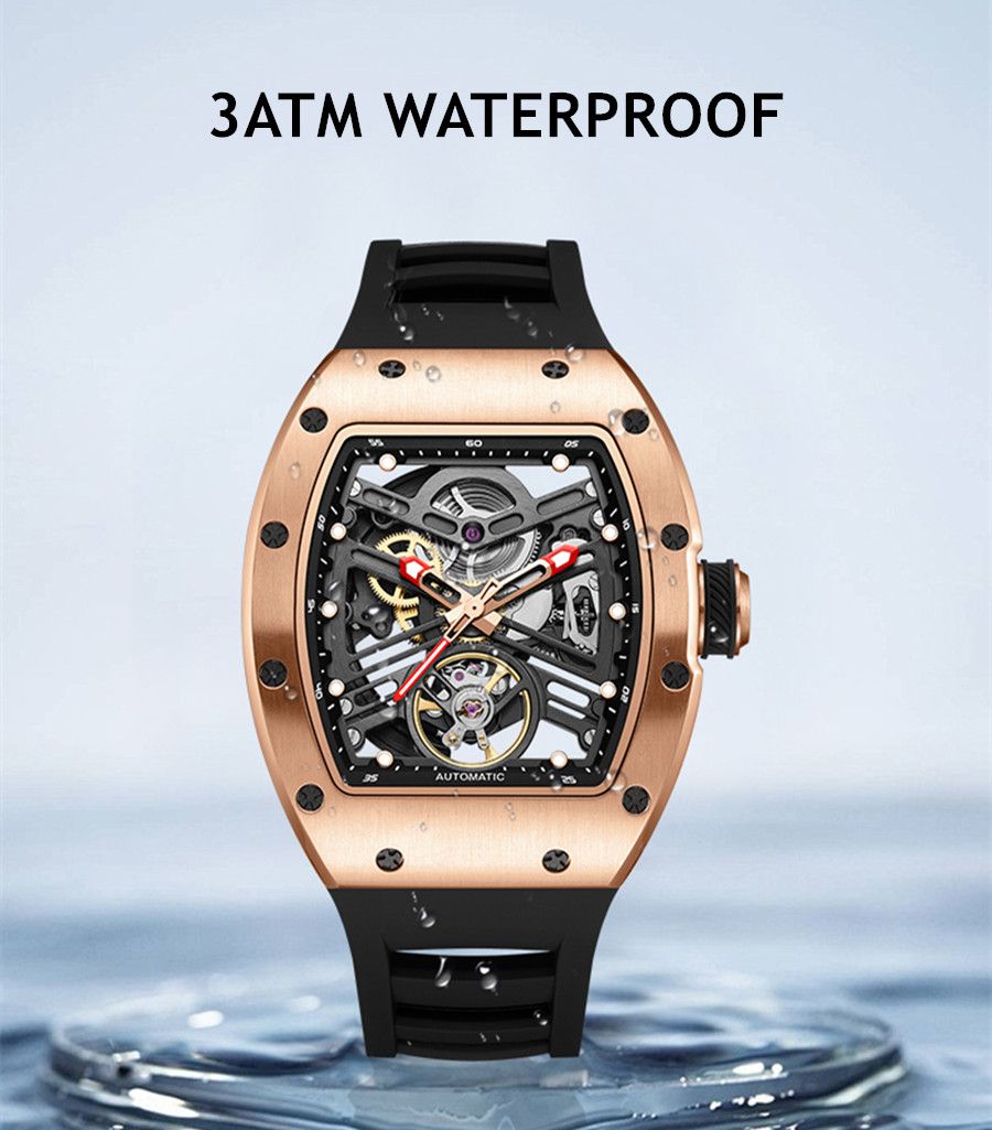 New 42MM Hollow Out Men Mechanical Watch Clock Stainless Steel Case Luminous Waterproof Automatic Watches Wristwatch 9190-13-9