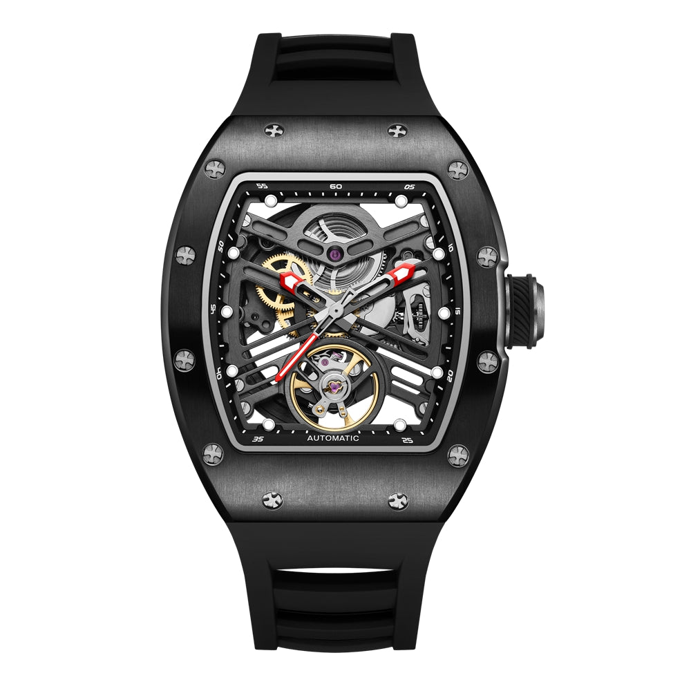 New 42MM Hollow Out Men Mechanical Watch Clock Stainless Steel Case Luminous Waterproof Automatic Watches Wristwatch 9190-13-17