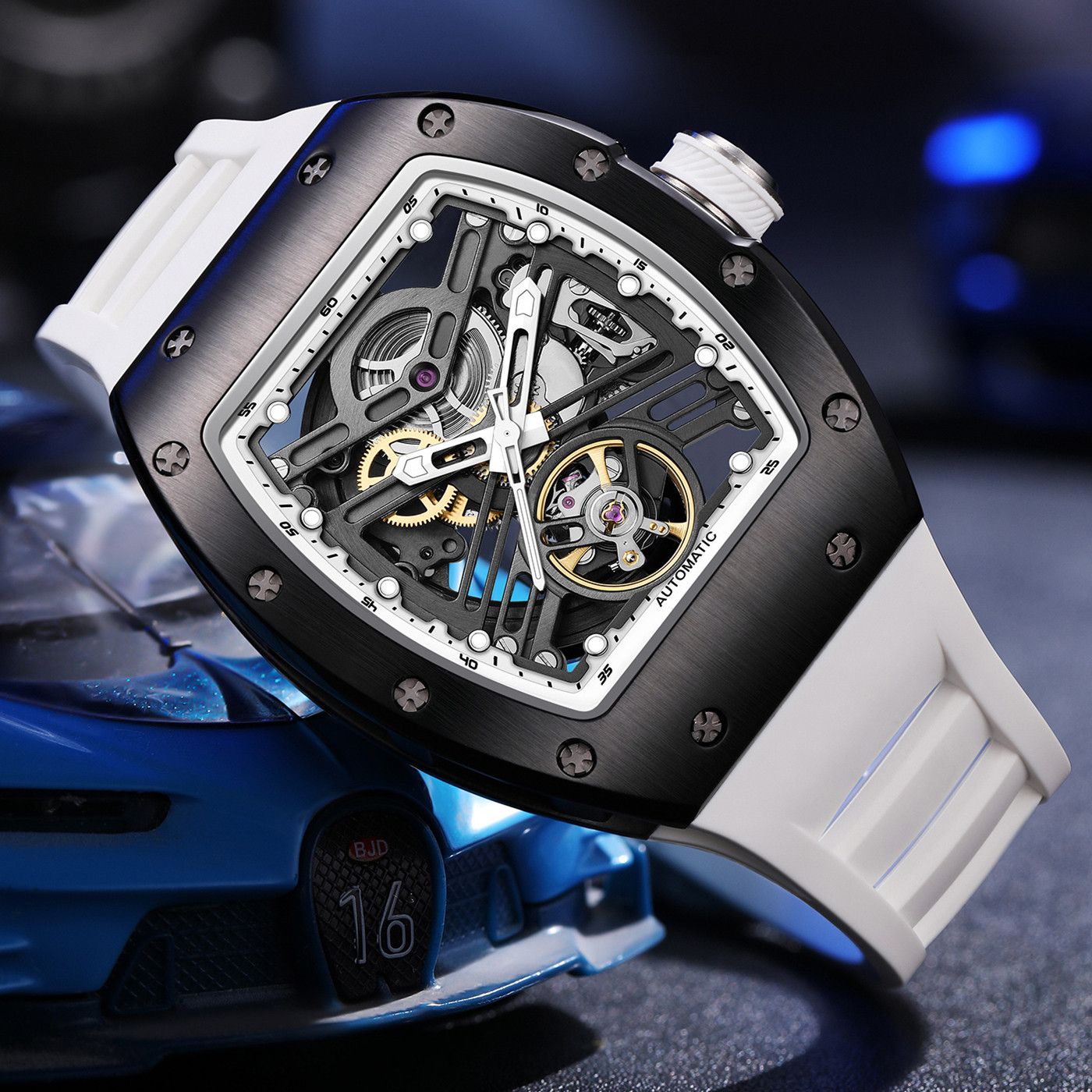 New 42MM Hollow Out Men Mechanical Watch Clock Stainless Steel Case Luminous Waterproof Automatic Watches Wristwatch 9190-13-6