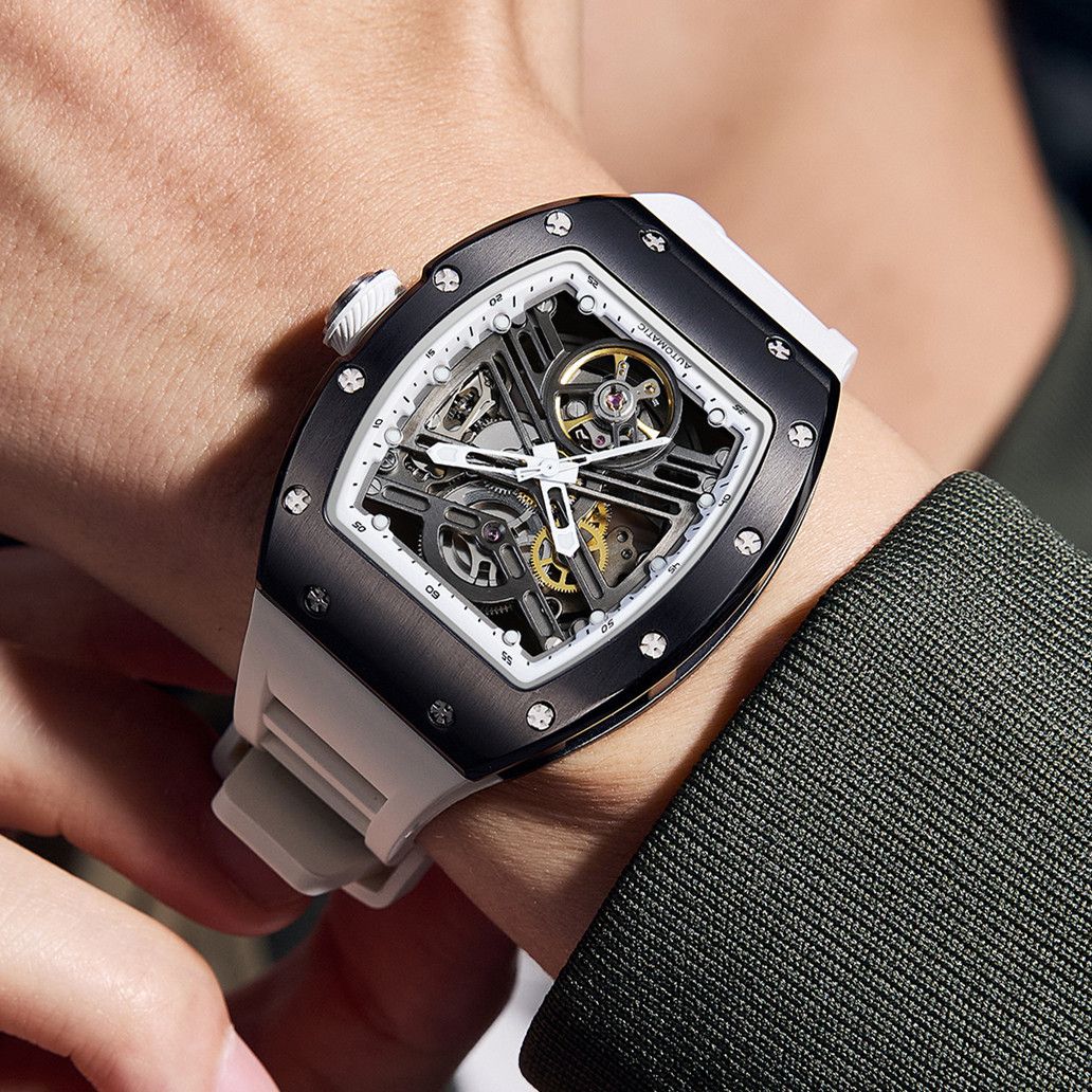 New 42MM Hollow Out Men Mechanical Watch Clock Stainless Steel Case Luminous Waterproof Automatic Watches Wristwatch 9190-13-1