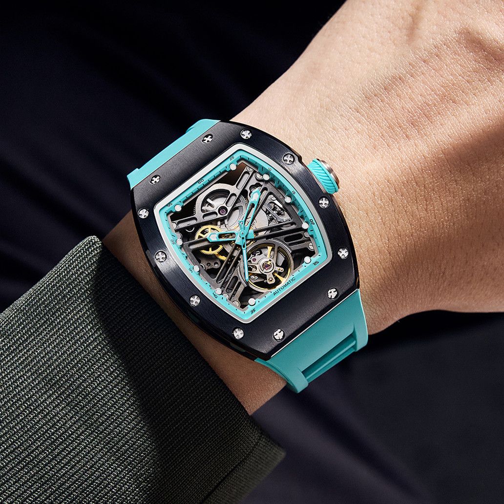 New 42MM Hollow Out Men Mechanical Watch Clock Stainless Steel Case Luminous Waterproof Automatic Watches Wristwatch 9190-13-5