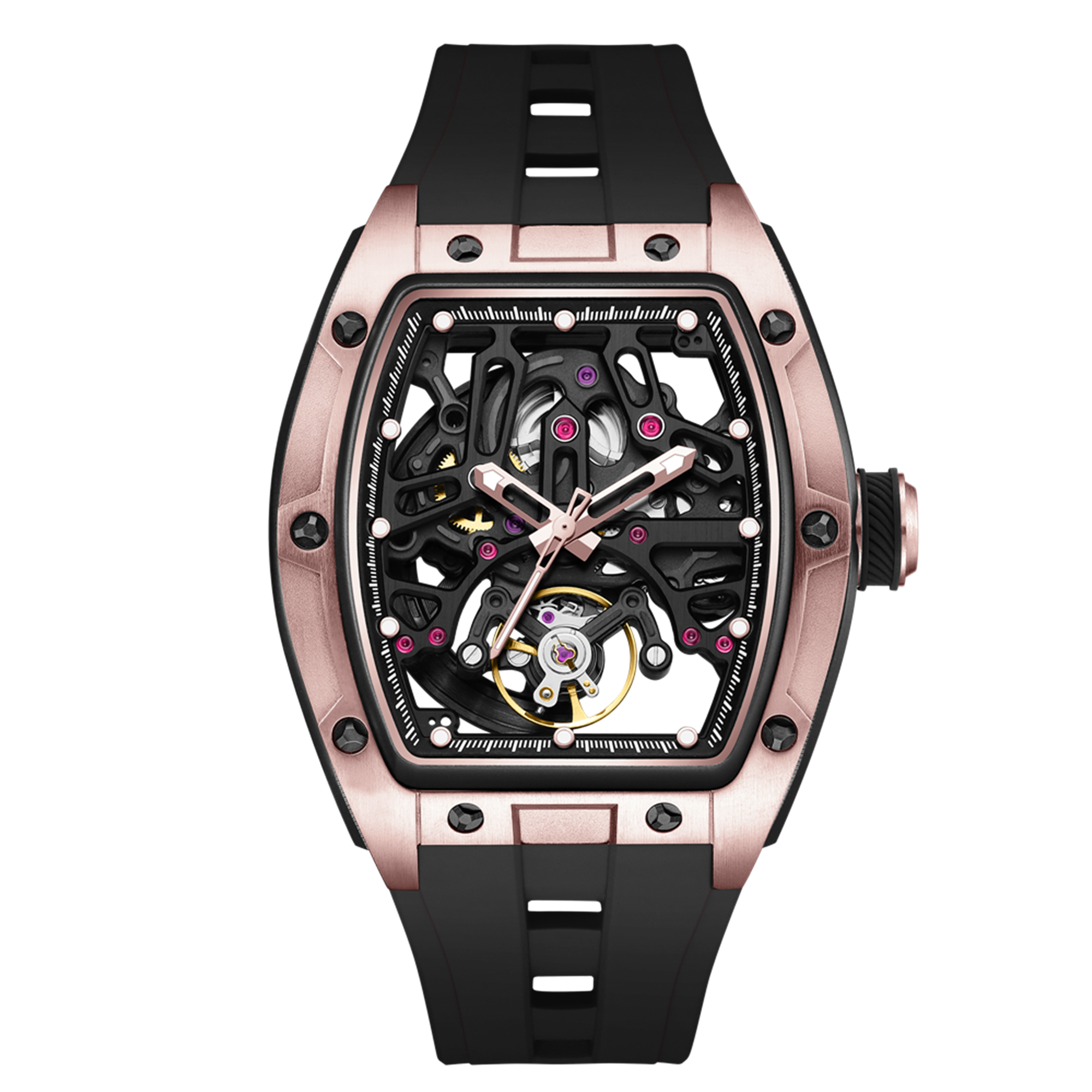 New Skeleton Dial Watches for Men Stainless Steel Case Automatic Mechanical Wristwatch Waterproof Luminous Sport Watch 9198-1-10