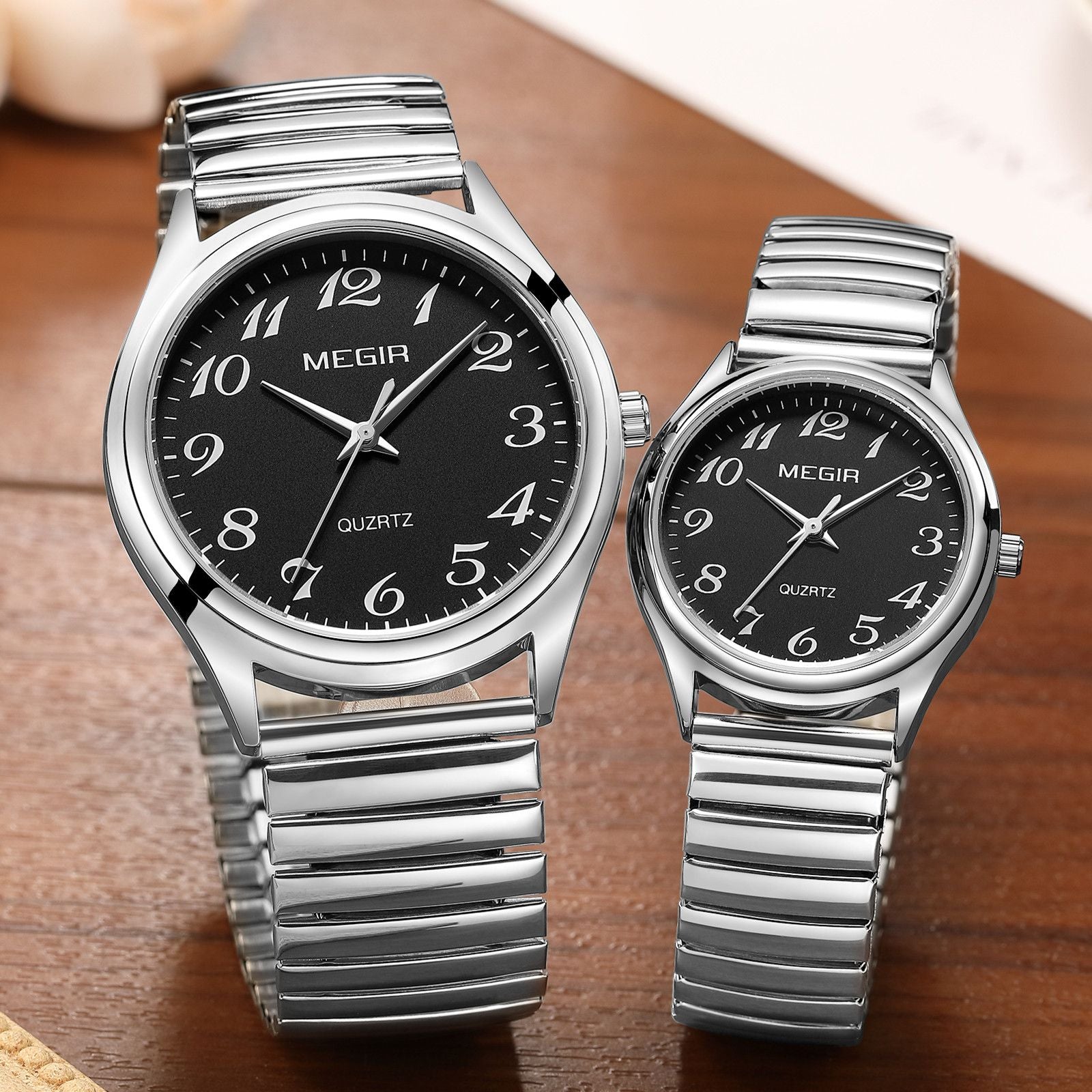 MEGIR Luxury Couple Watches Waterproof Quartz Watch for Lover Stainless Steel Men Women Wristwatches Clock Relogio Masculino 1088-4