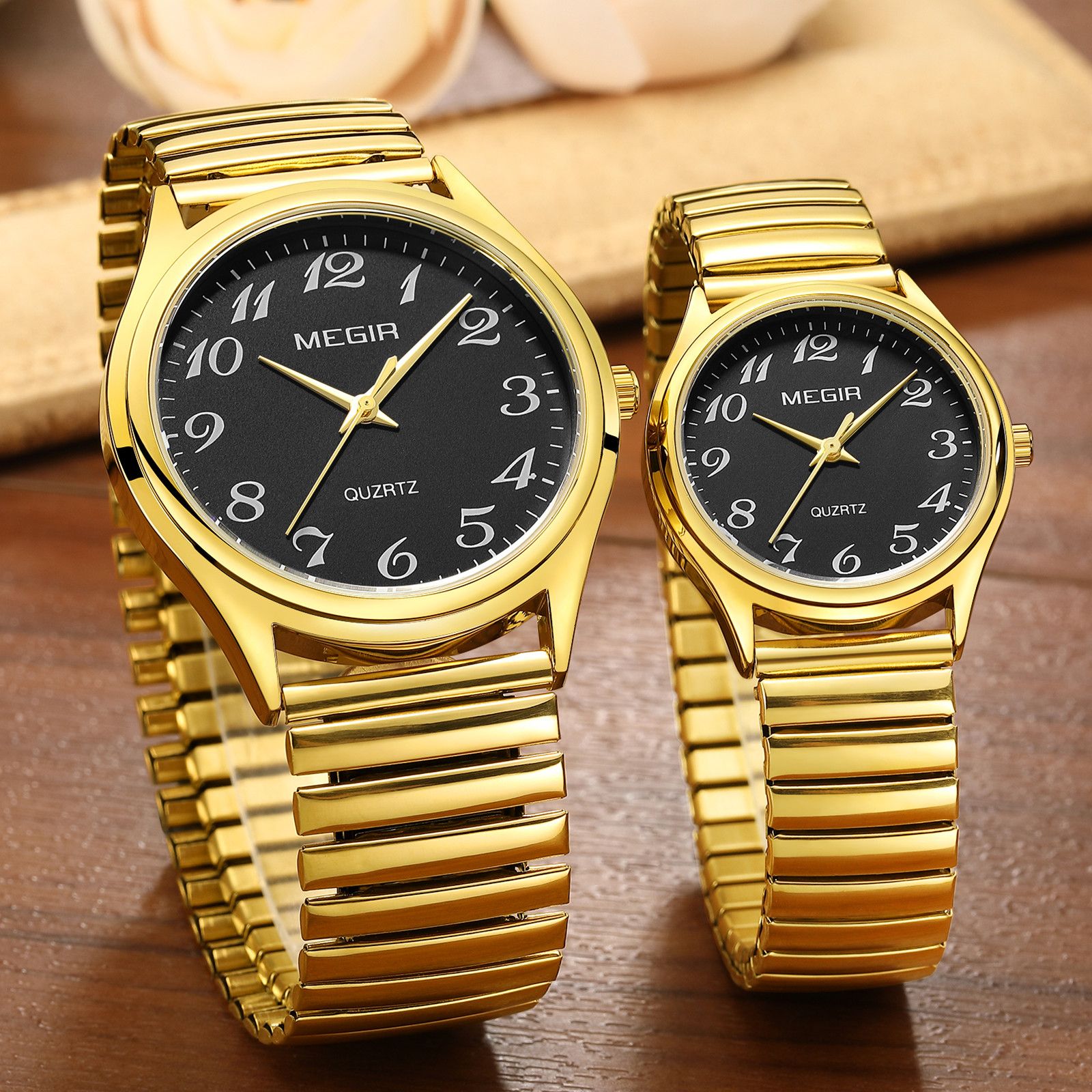 MEGIR Luxury Couple Watches Waterproof Quartz Watch for Lover Stainless Steel Men Women Wristwatches Clock Relogio Masculino 1088-3