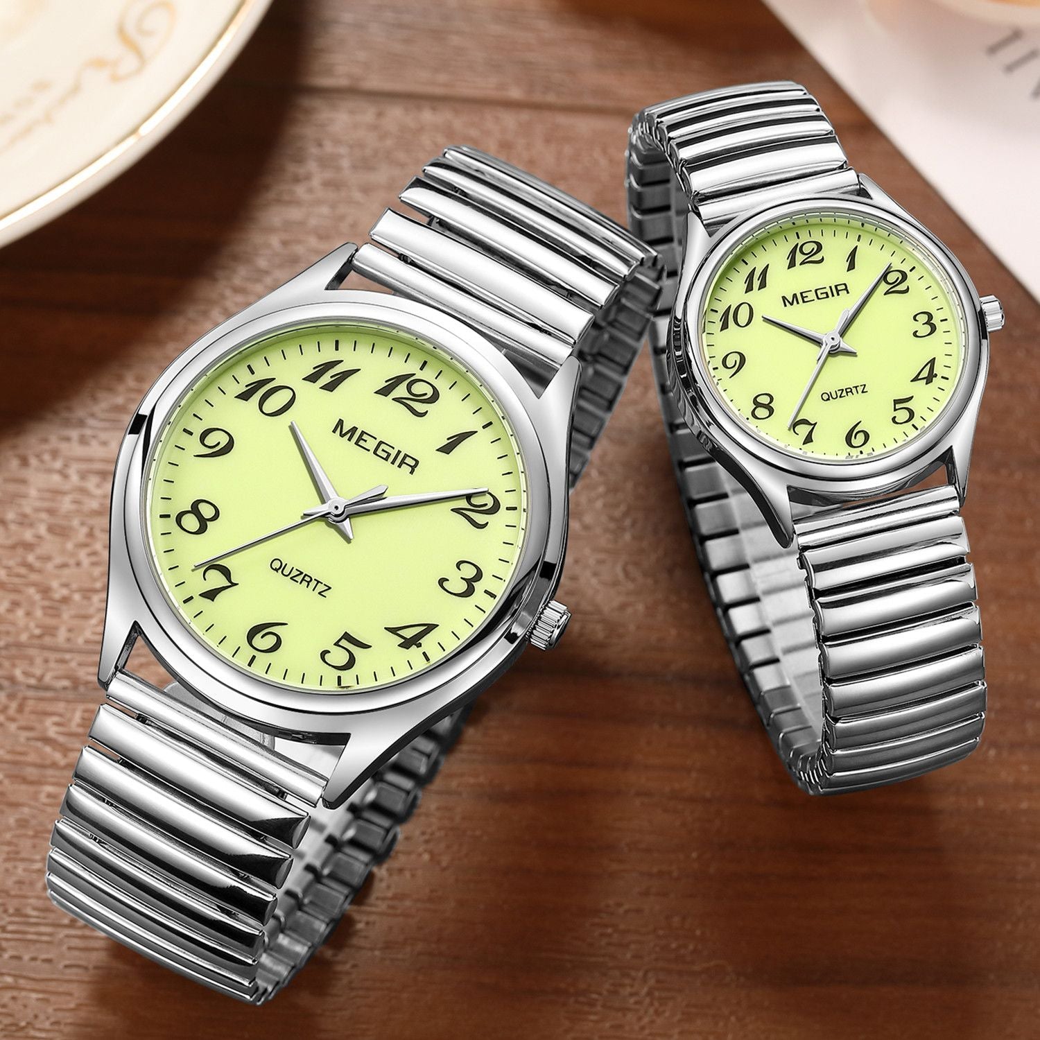 MEGIR Luxury Couple Watches Waterproof Quartz Watch for Lover Stainless Steel Men Women Wristwatches Clock Relogio Masculino 1088-5